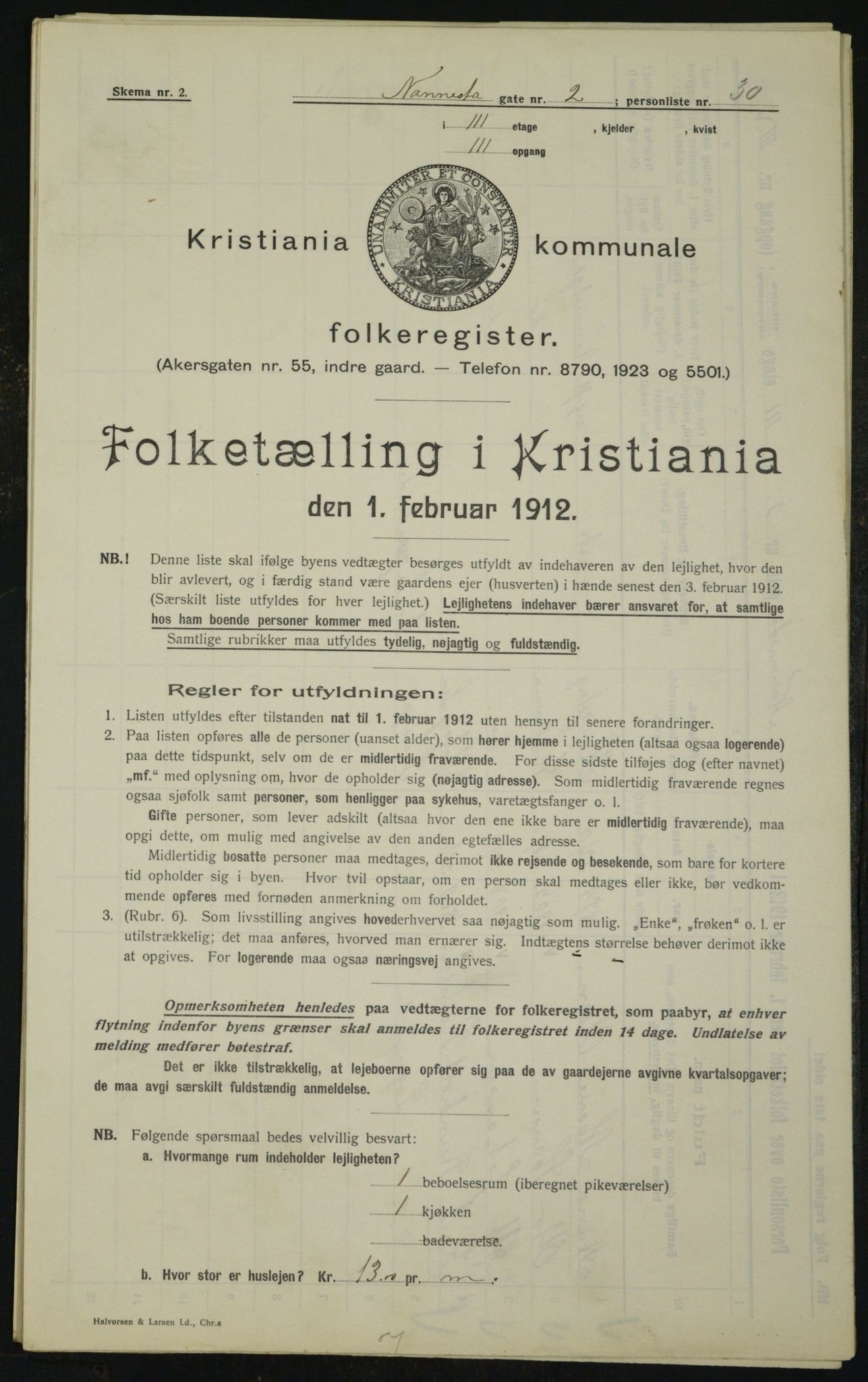 OBA, Kommunal folketelling 1.2.1912 for Kristiania, 1912, s. 69601