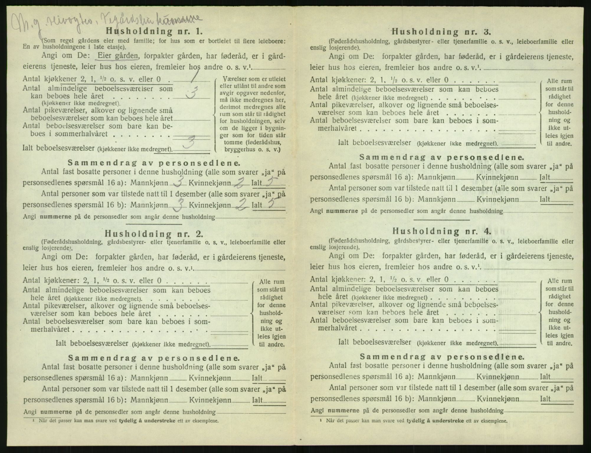 SAK, Folketelling 1920 for 0912 Vegårshei herred, 1920, s. 581