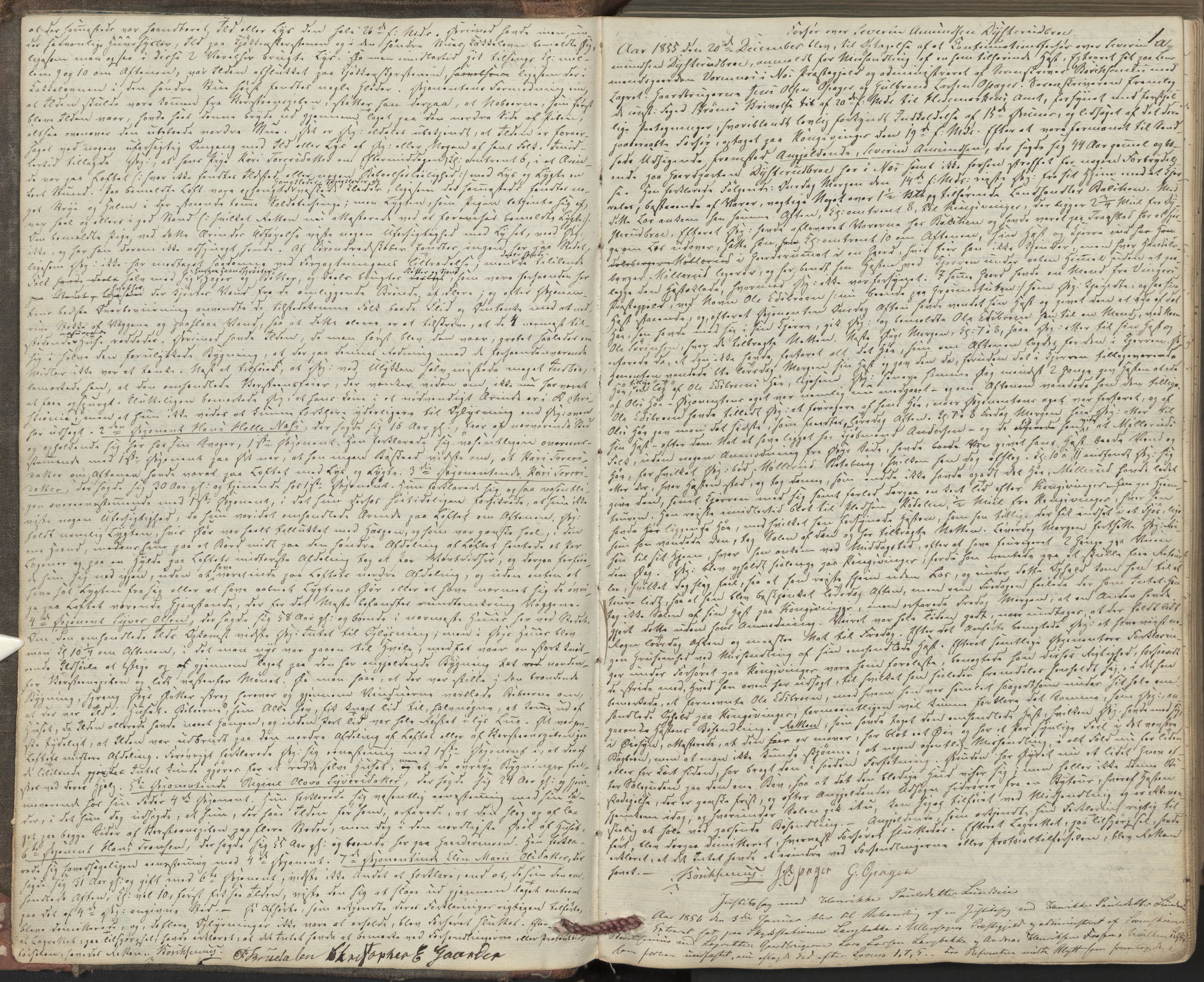 Nes tingrett, AV/SAO-A-10548/F/Fc/Fcb/L0003: Ekstrarettsprotokoll "M", 1855-1866, s. 1