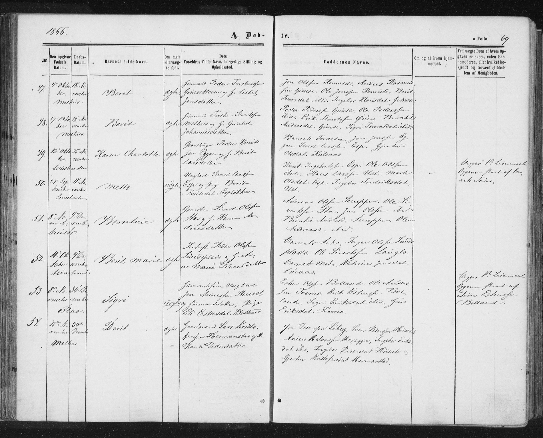 Ministerialprotokoller, klokkerbøker og fødselsregistre - Sør-Trøndelag, SAT/A-1456/691/L1077: Ministerialbok nr. 691A09, 1862-1873, s. 69