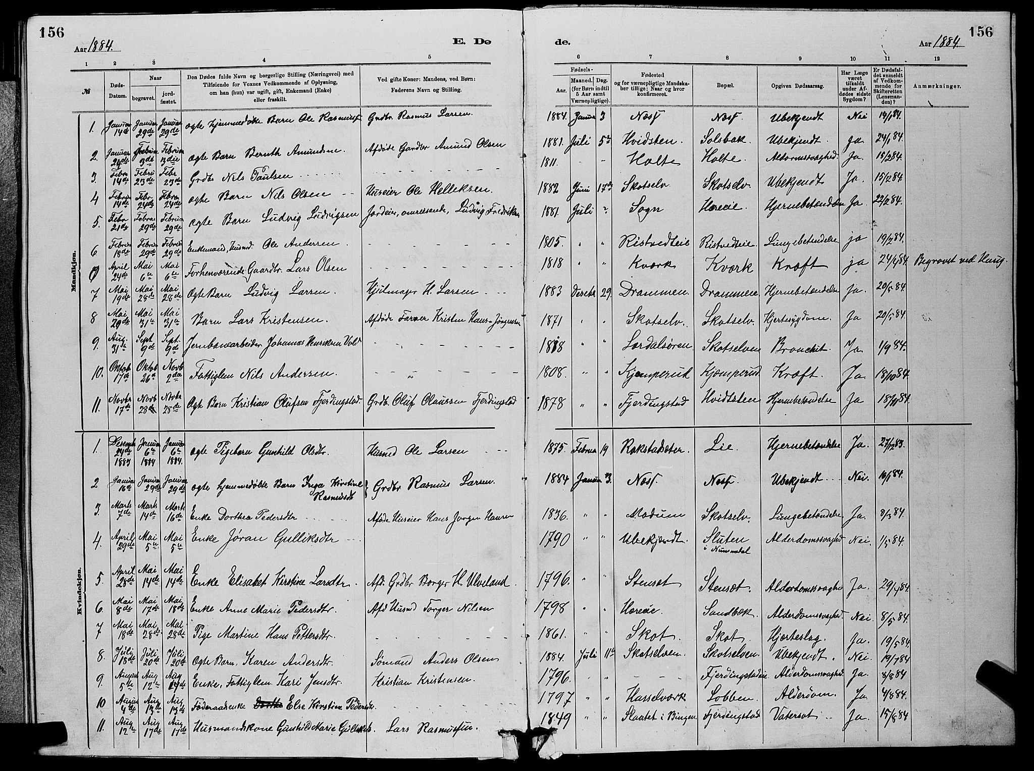 Eiker kirkebøker, AV/SAKO-A-4/G/Gb/L0003: Klokkerbok nr. II 3, 1880-1893, s. 156