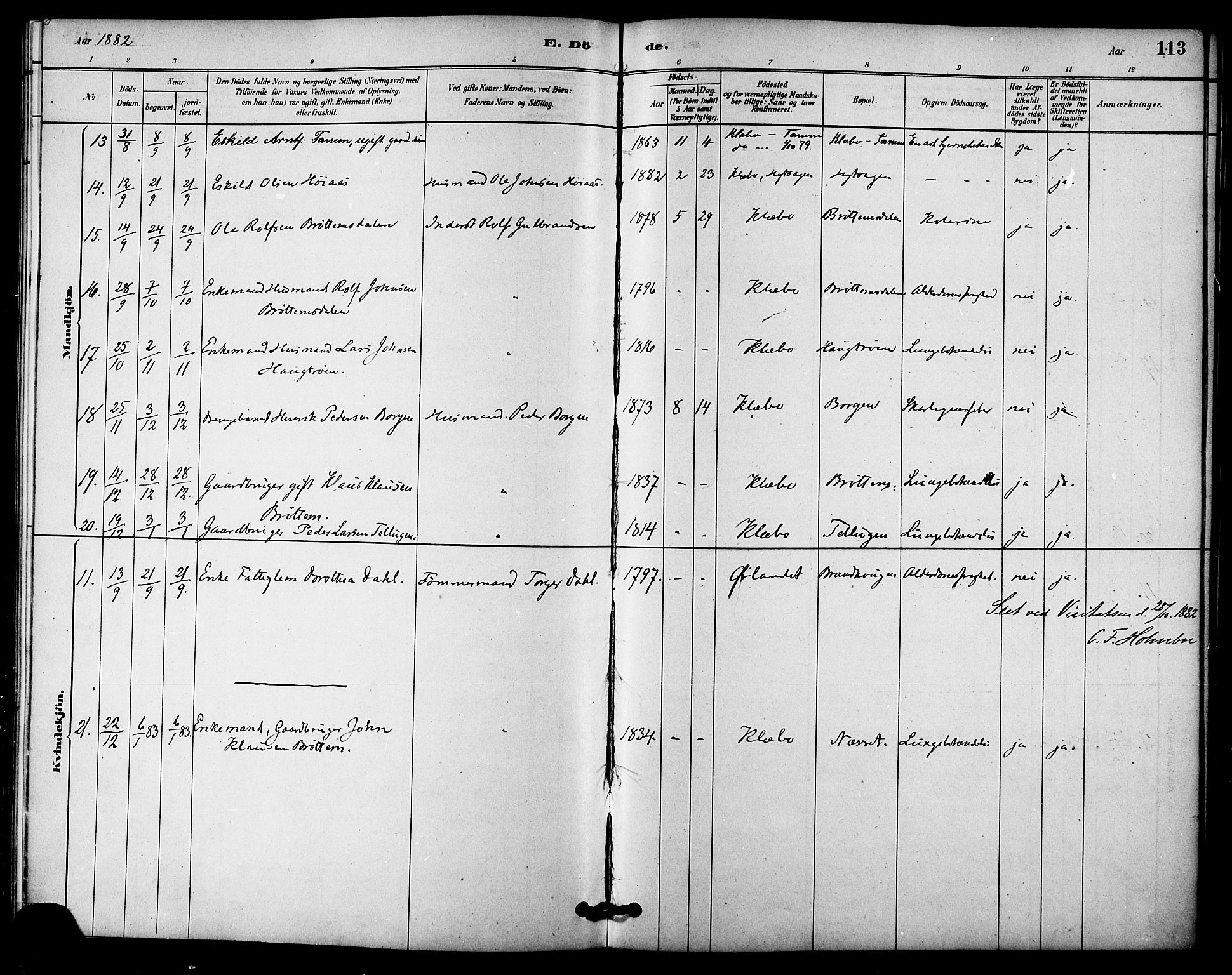 Ministerialprotokoller, klokkerbøker og fødselsregistre - Sør-Trøndelag, AV/SAT-A-1456/618/L0444: Ministerialbok nr. 618A07, 1880-1898, s. 113