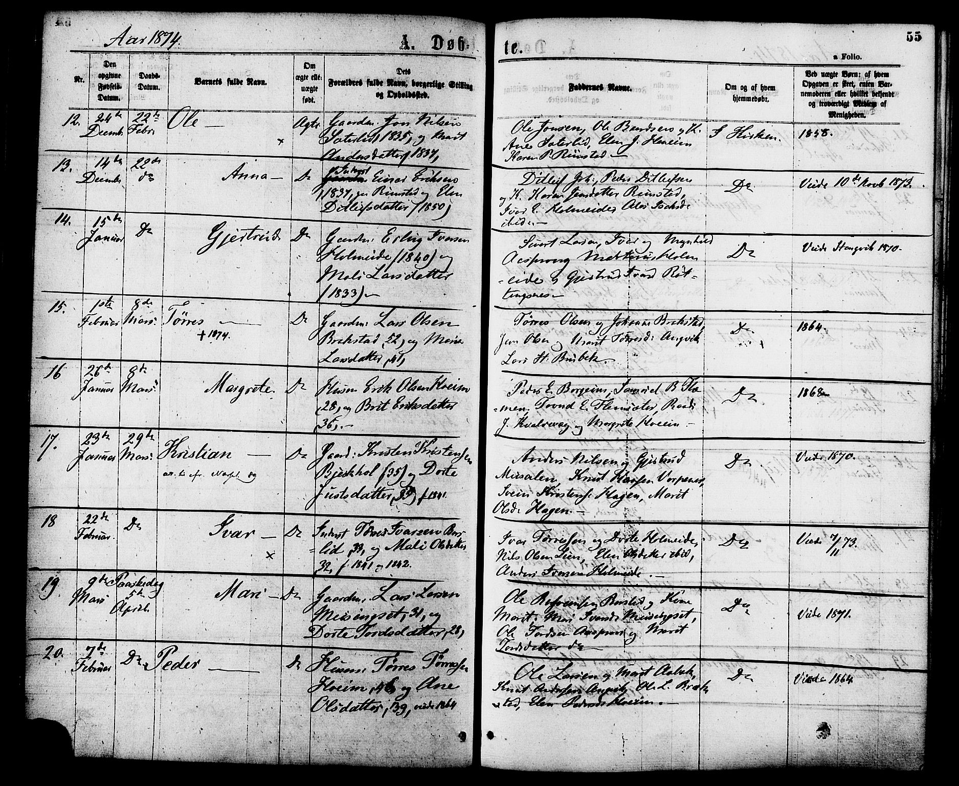 Ministerialprotokoller, klokkerbøker og fødselsregistre - Møre og Romsdal, SAT/A-1454/586/L0986: Ministerialbok nr. 586A12, 1867-1878, s. 55