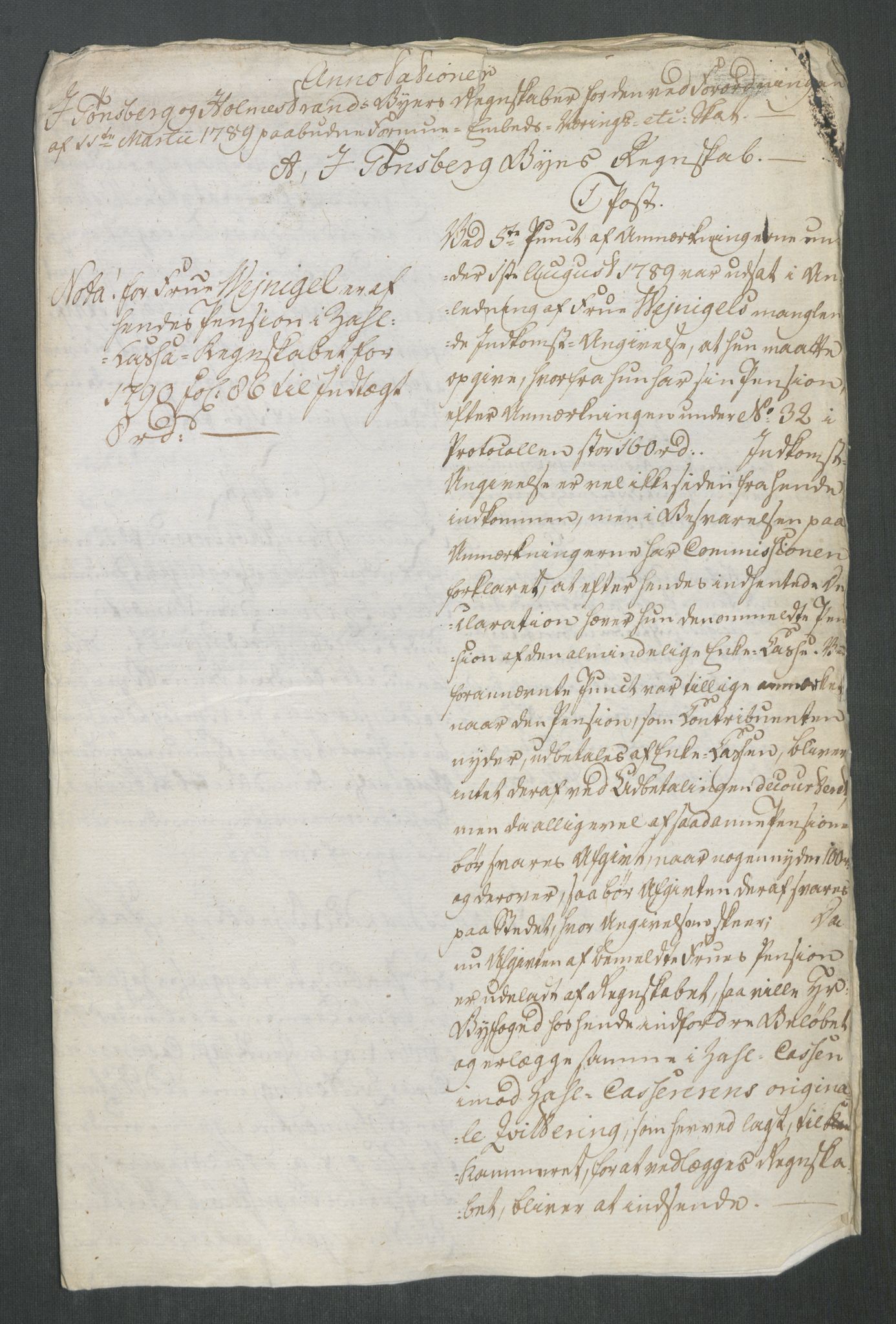 Rentekammeret inntil 1814, Reviderte regnskaper, Mindre regnskaper, RA/EA-4068/Rf/Rfe/L0053: Trondheim. Tønsberg, Valdres fogderi, 1789, s. 273