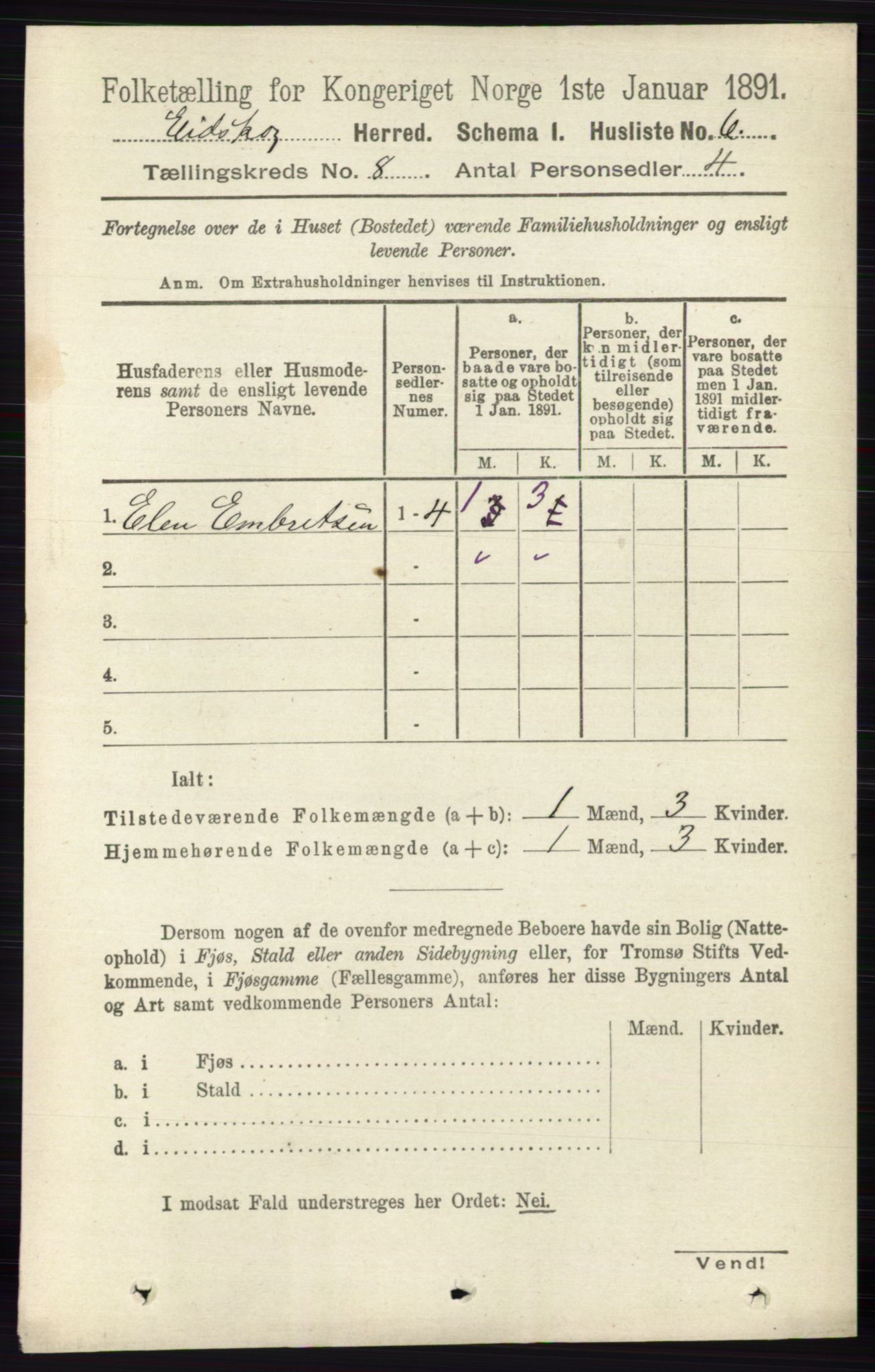 RA, Folketelling 1891 for 0420 Eidskog herred, 1891, s. 4426