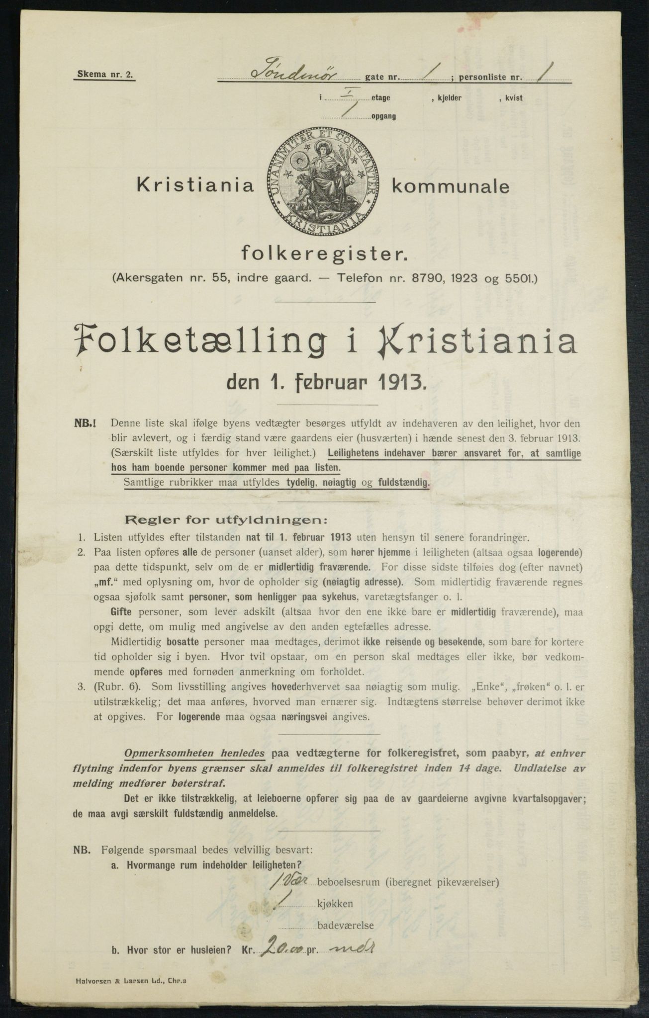 OBA, Kommunal folketelling 1.2.1913 for Kristiania, 1913, s. 104759