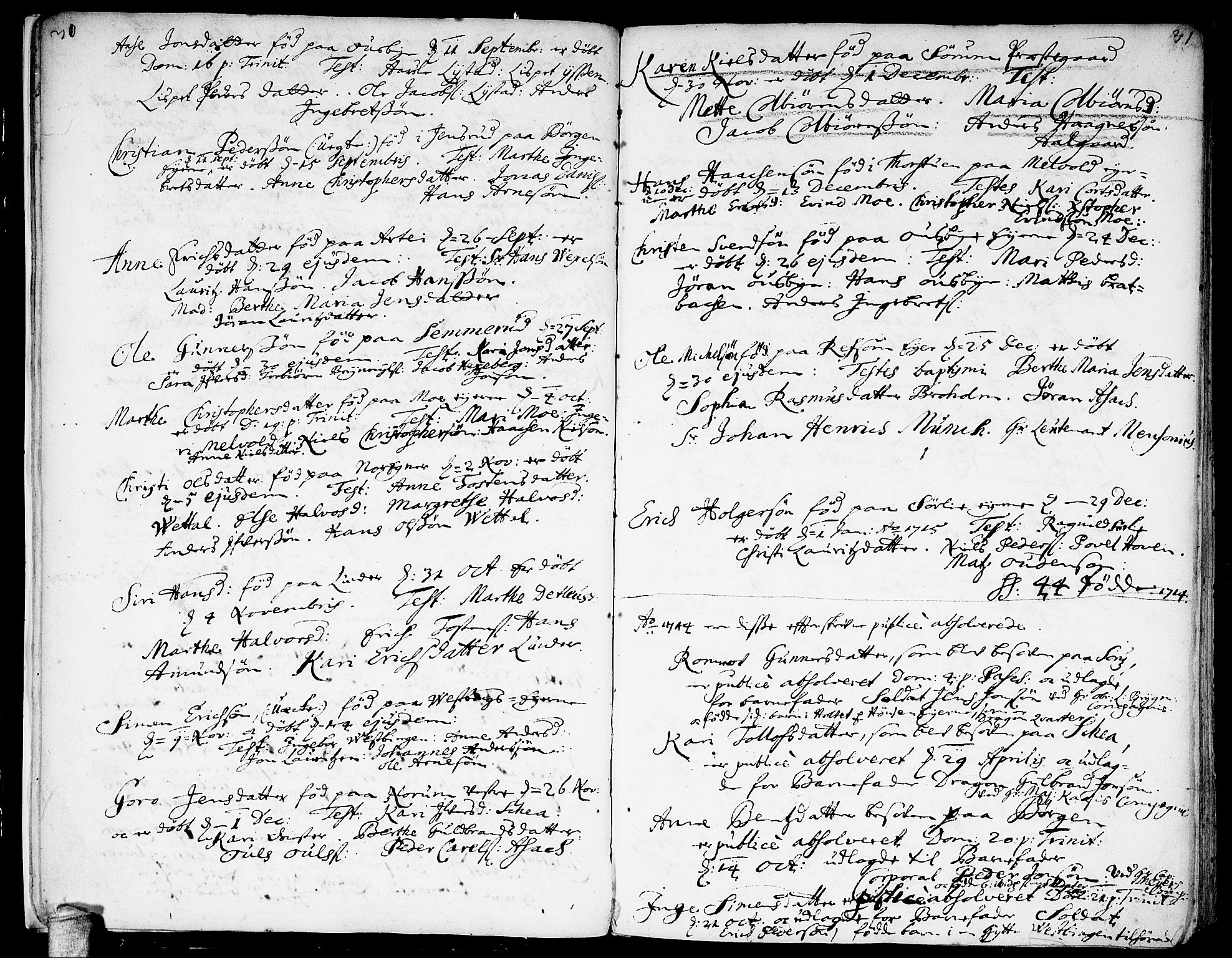 Sørum prestekontor Kirkebøker, AV/SAO-A-10303/F/Fa/L0001: Ministerialbok nr. I 1, 1710-1730, s. 30-31