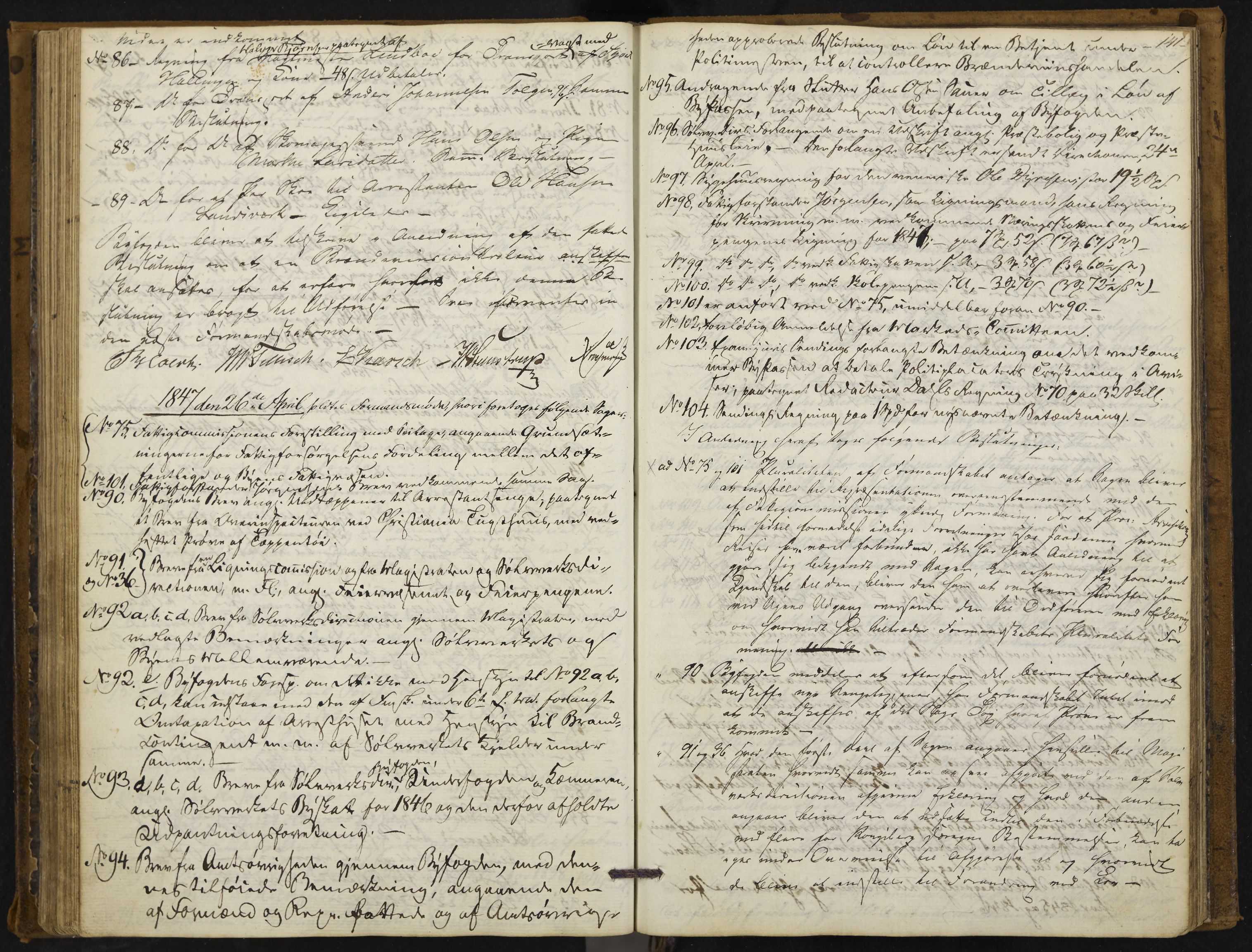 Kongsberg formannskap og sentraladministrasjon, IKAK/0604021-1/A/L0001: Møtebok med register, 1837-1849, s. 141