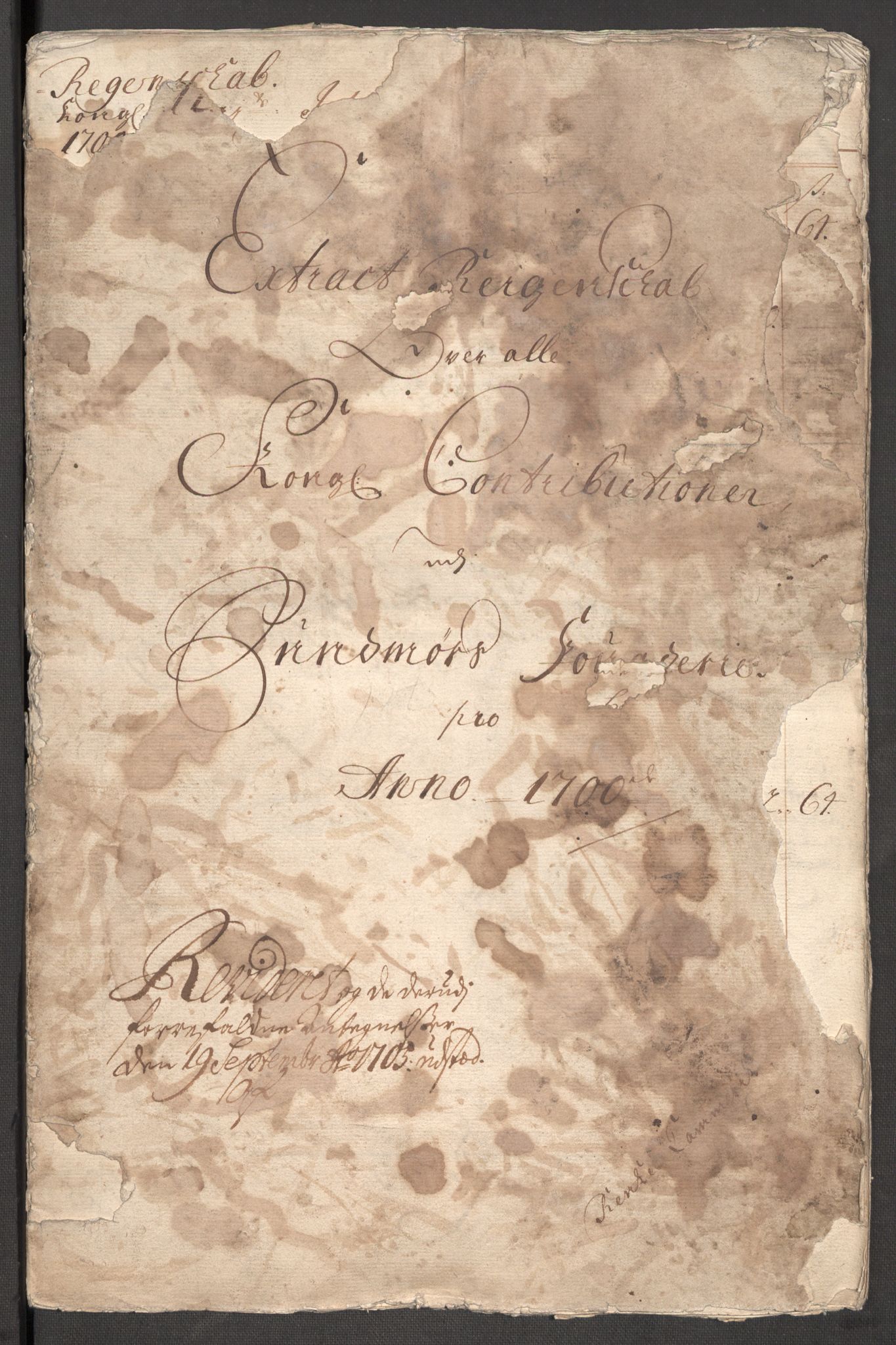 Rentekammeret inntil 1814, Reviderte regnskaper, Fogderegnskap, AV/RA-EA-4092/R54/L3558: Fogderegnskap Sunnmøre, 1700-1701, s. 3