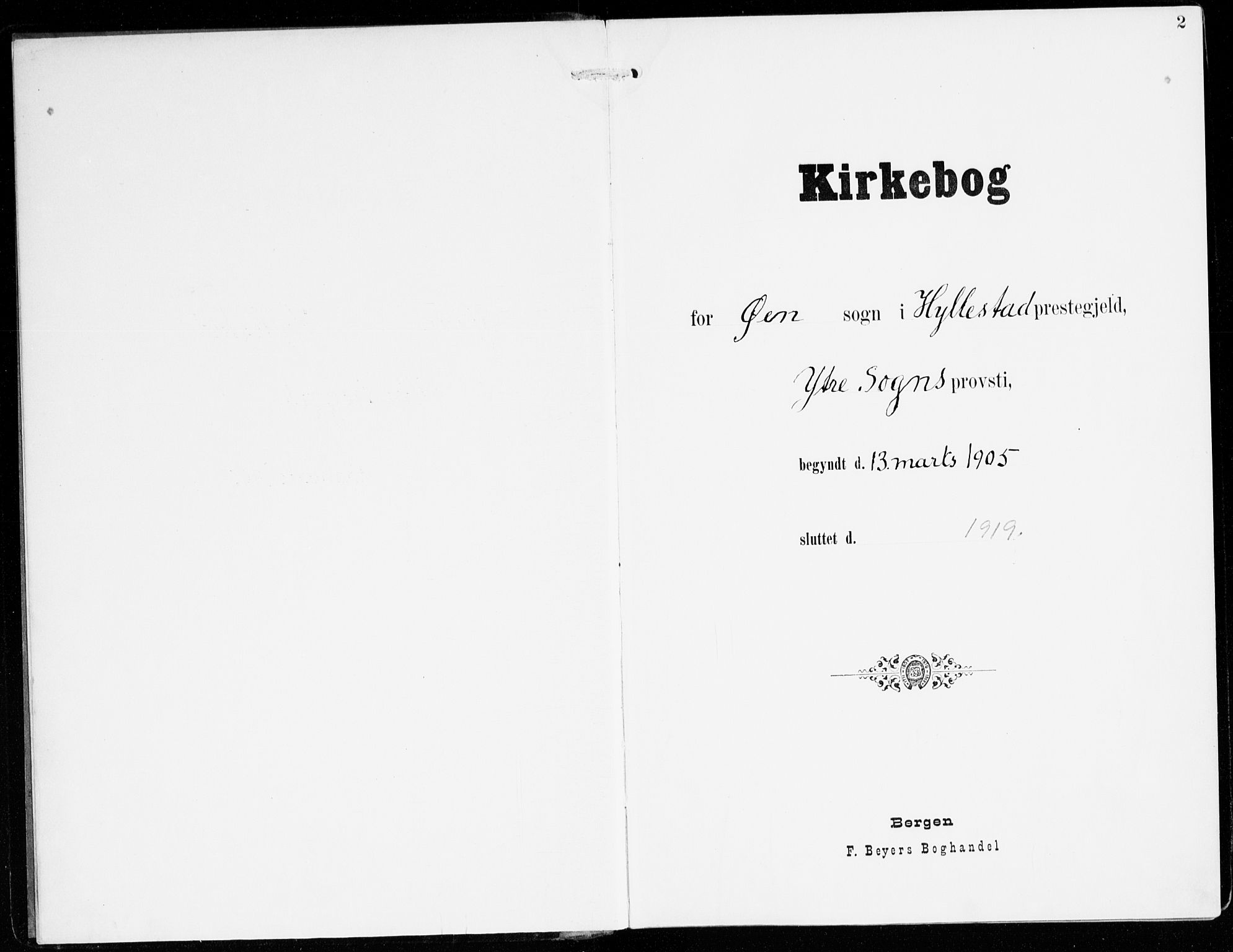 Hyllestad sokneprestembete, SAB/A-80401: Ministerialbok nr. D 2, 1905-1919, s. 2