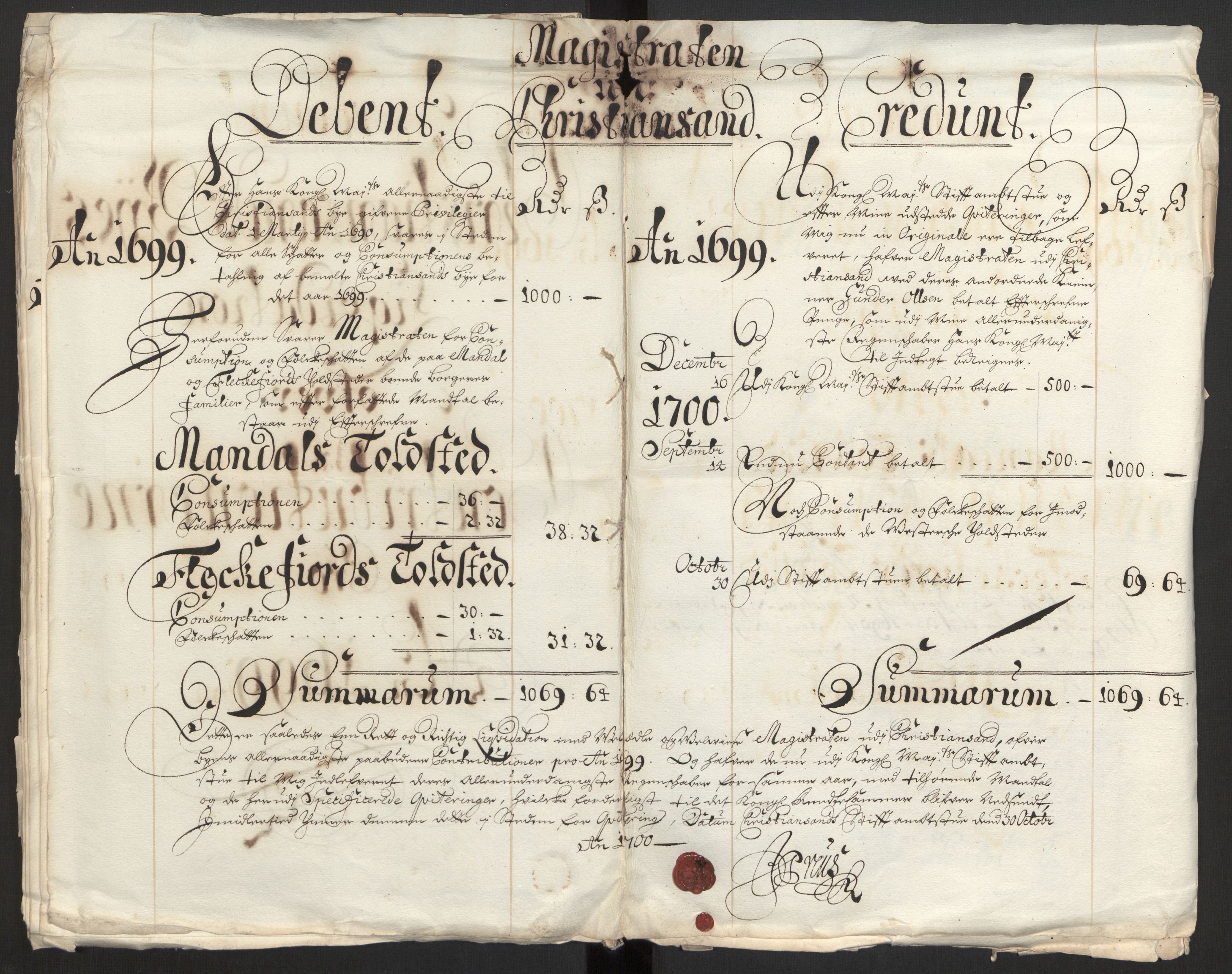 Rentekammeret inntil 1814, Reviderte regnskaper, Byregnskaper, RA/EA-4066/R/Rm/L0258: [M1] Kontribusjonsregnskap, 1664-1700, s. 83