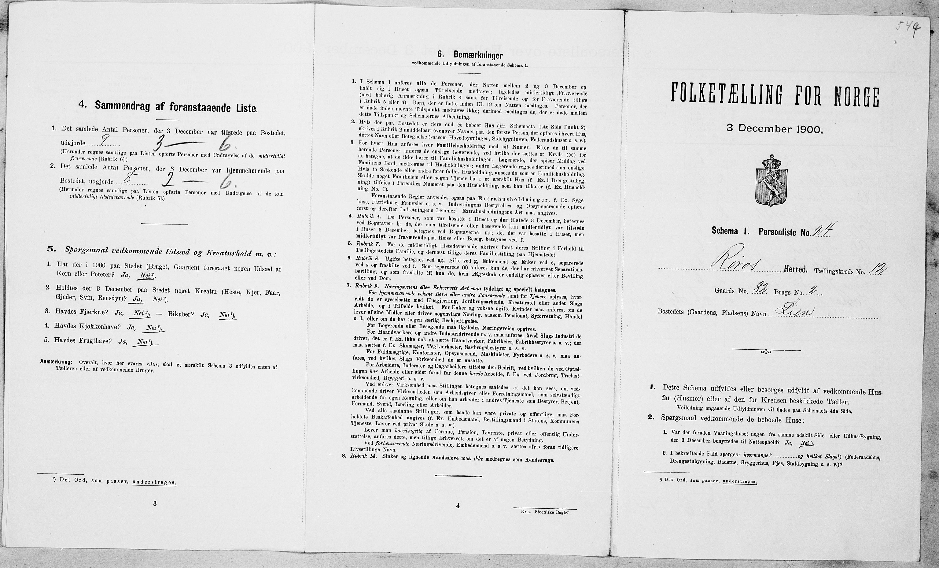 SAT, Folketelling 1900 for 1640 Røros herred, 1900, s. 1336