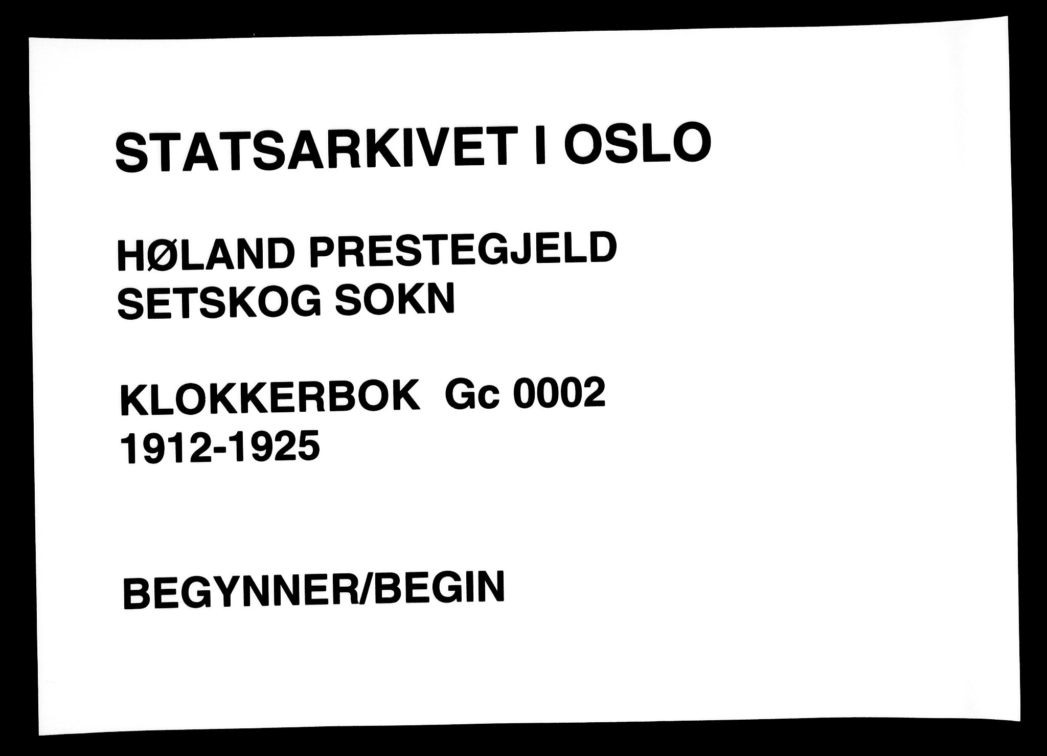 Høland prestekontor Kirkebøker, SAO/A-10346a/G/Gc/L0002: Klokkerbok nr. III 2, 1912-1925