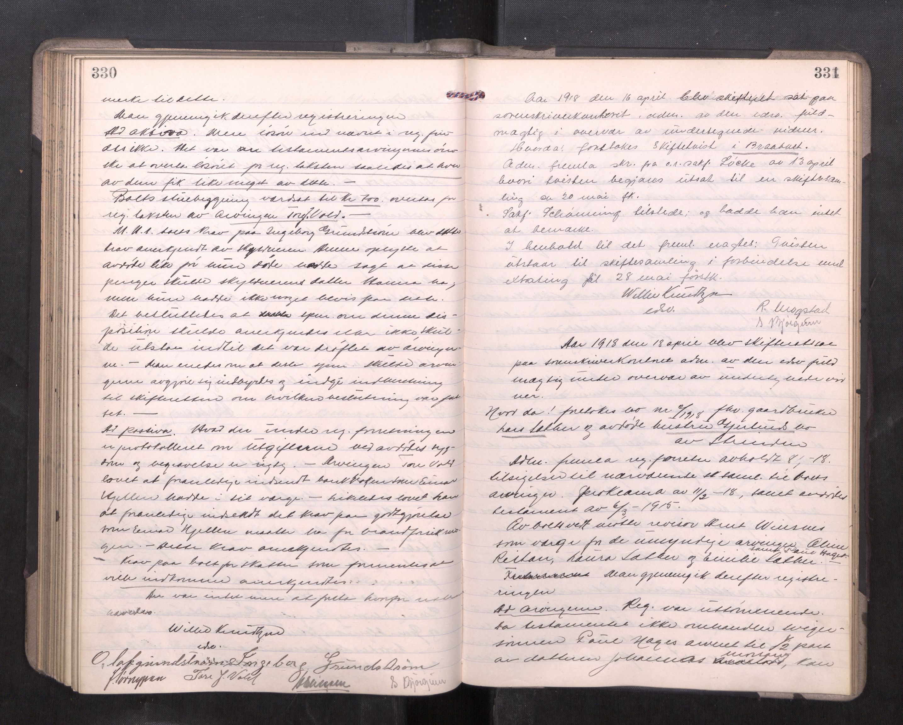 Strinda og Selbu sorenskriveri, AV/SAT-A-0015/3/3B/L0012: Skifteforhandlingsprot. 12, 1915-1919, s. 330-331