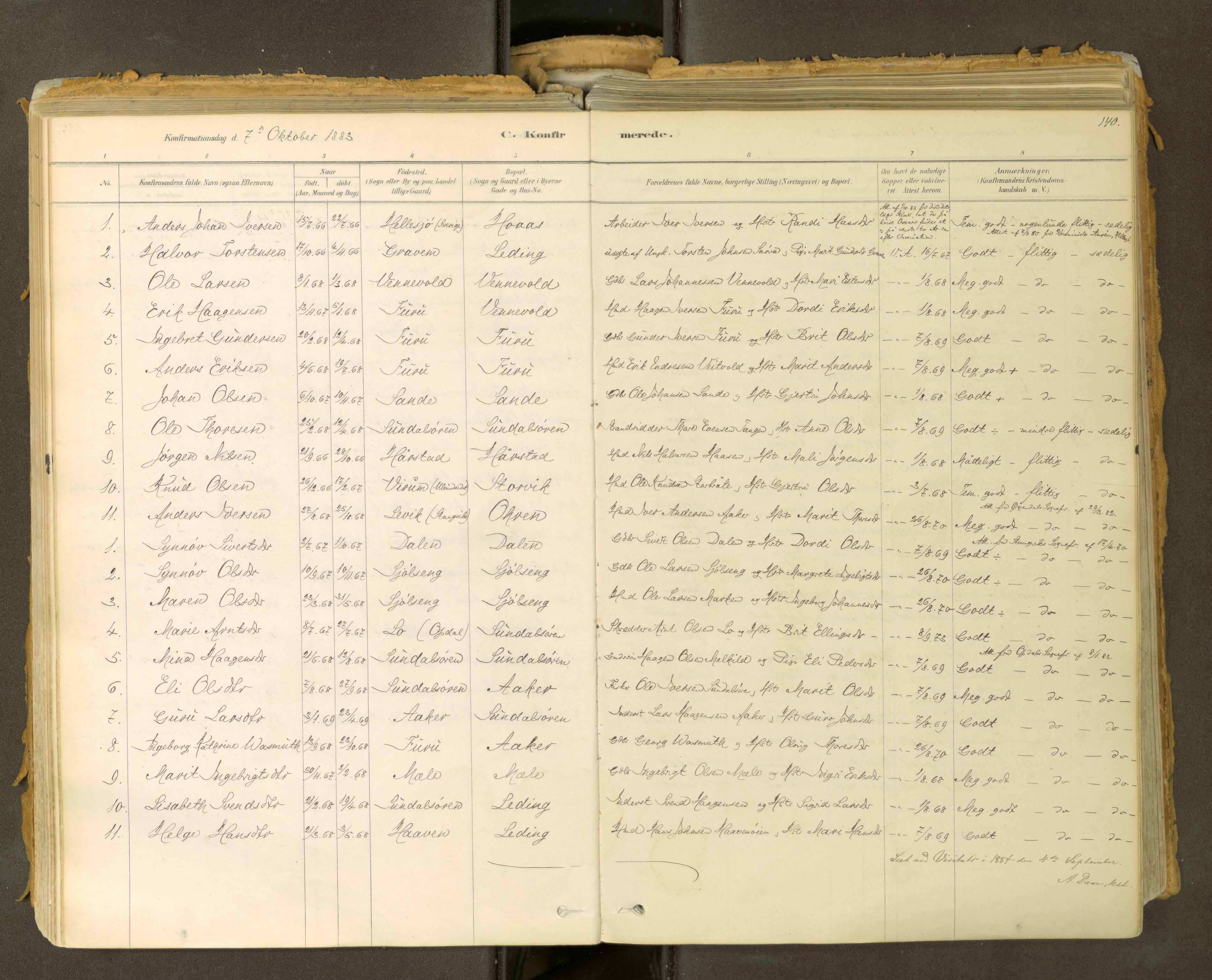Sunndal sokneprestkontor, AV/SAT-A-1085/1/I/I1/I1a: Ministerialbok nr. 2, 1877-1914, s. 140