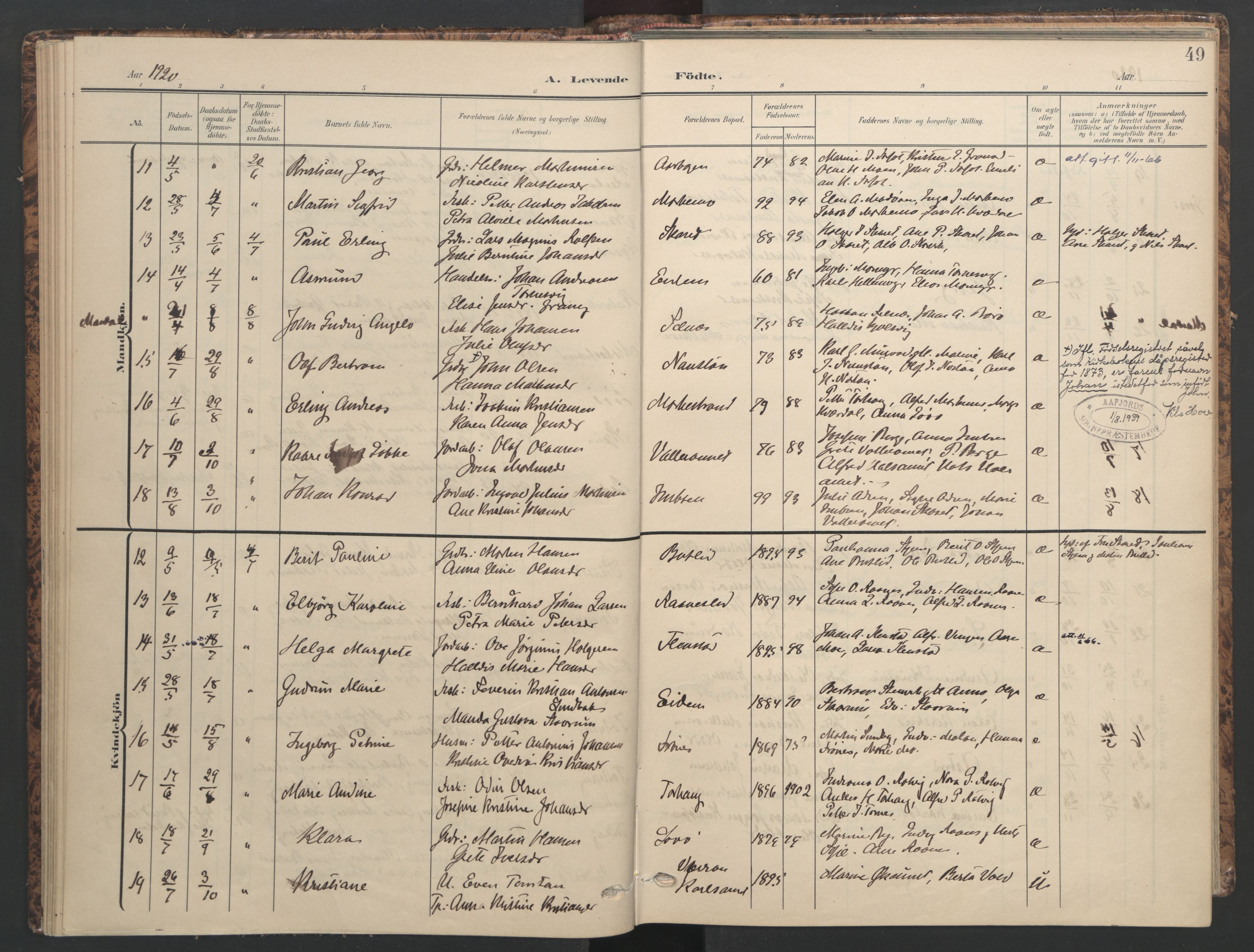 Ministerialprotokoller, klokkerbøker og fødselsregistre - Sør-Trøndelag, AV/SAT-A-1456/655/L0682: Ministerialbok nr. 655A11, 1908-1922, s. 49