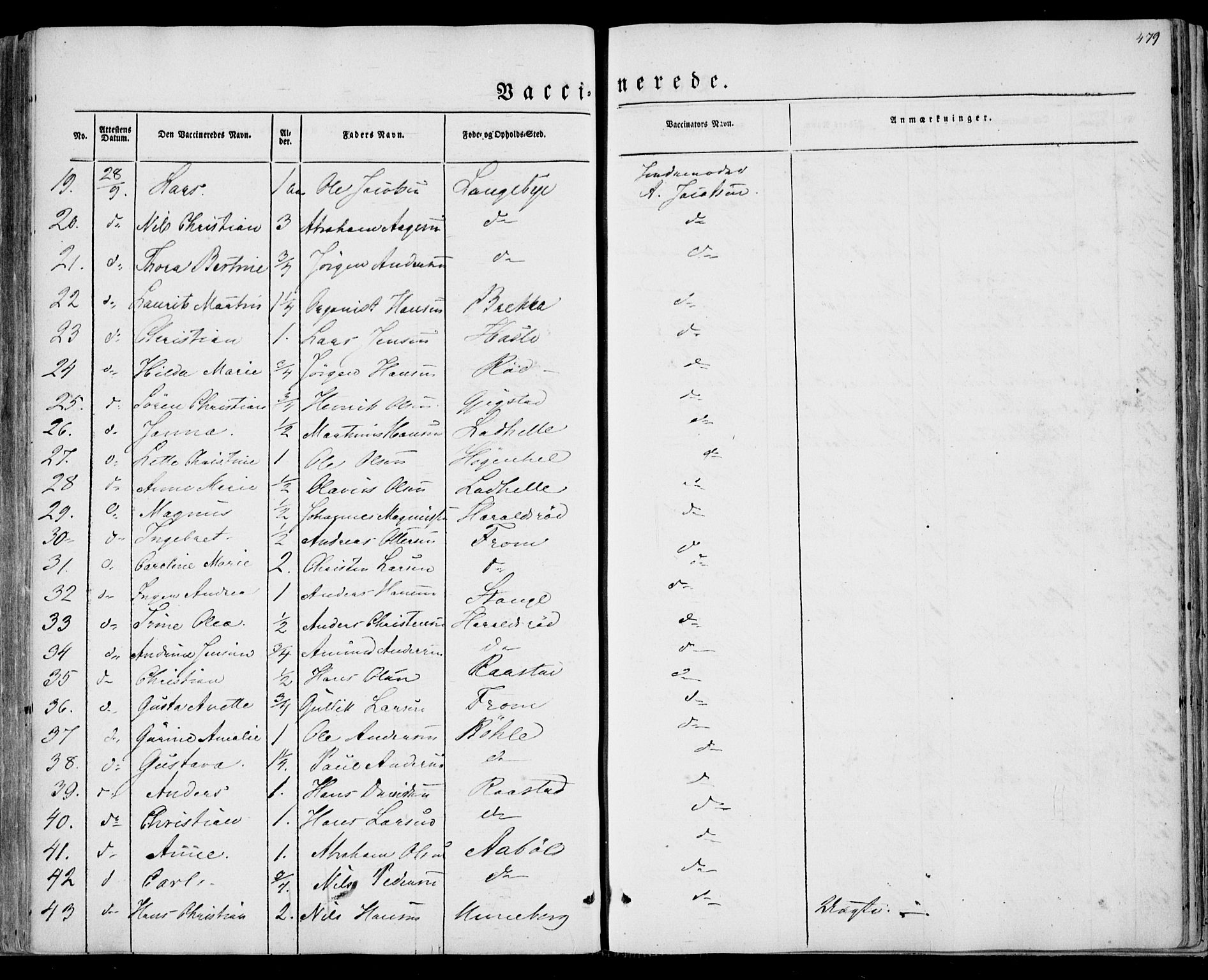 Sandar kirkebøker, AV/SAKO-A-243/F/Fa/L0007: Ministerialbok nr. 7, 1855-1861, s. 479