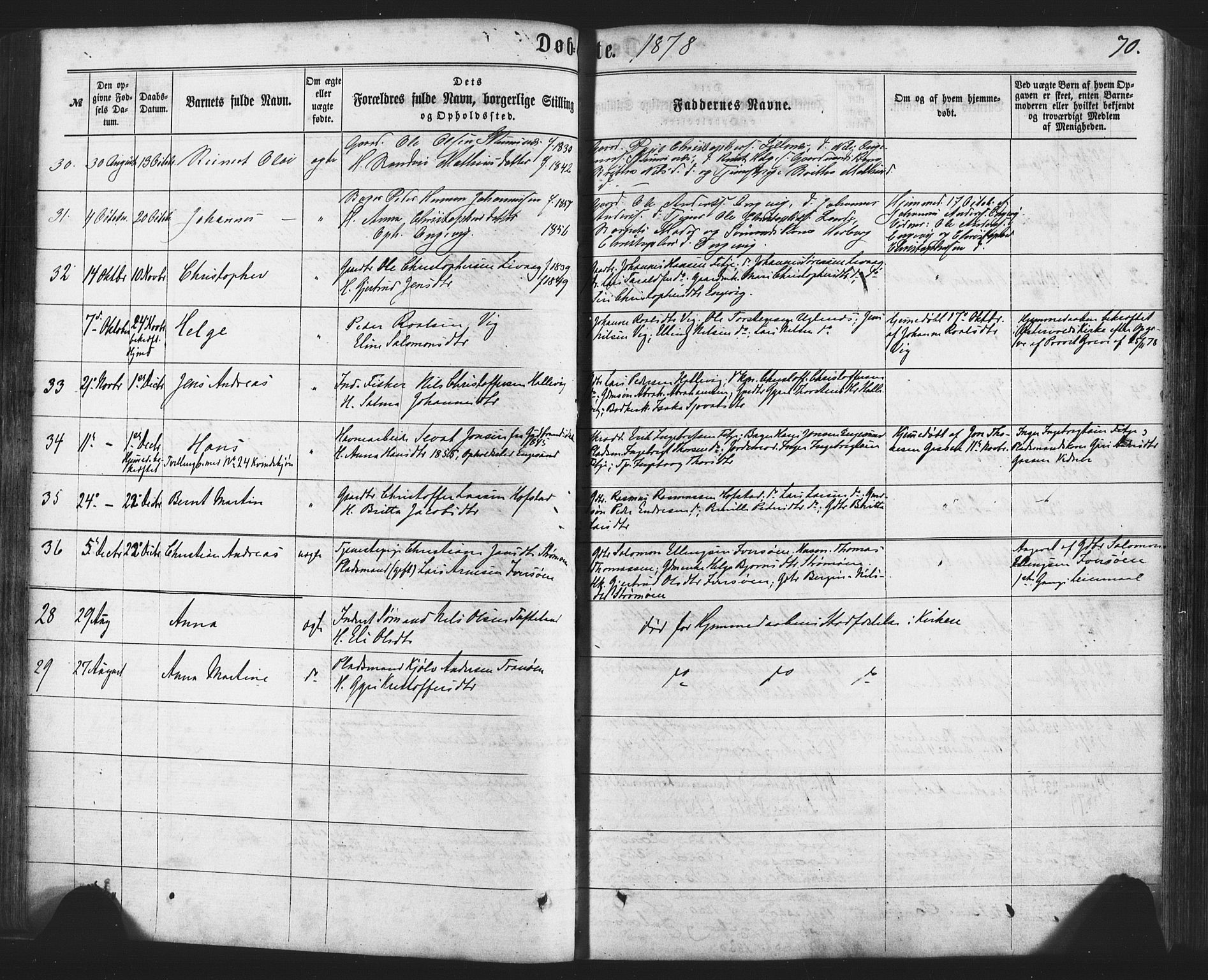 Fitjar sokneprestembete, AV/SAB-A-99926: Ministerialbok nr. A 1, 1862-1881, s. 70