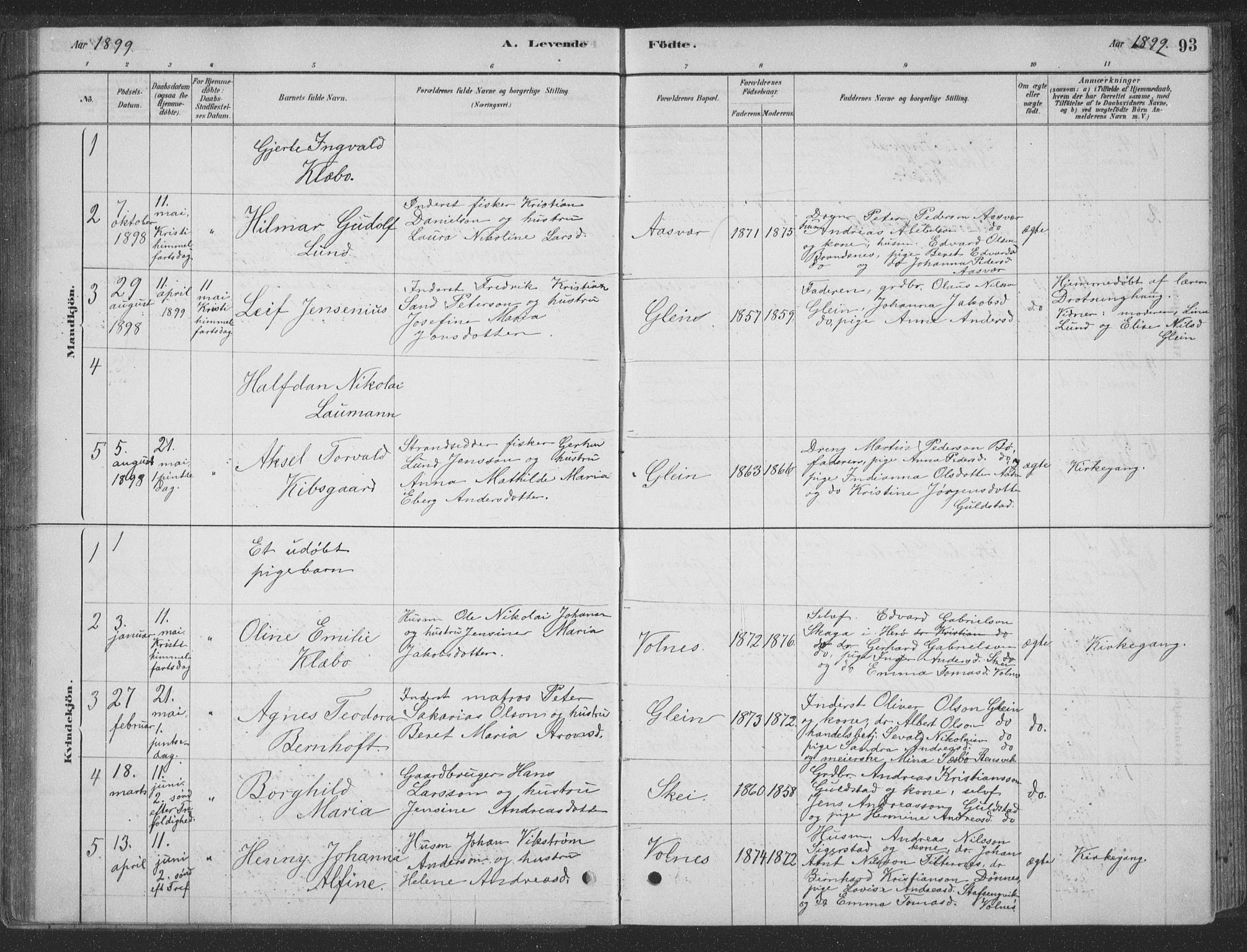 Ministerialprotokoller, klokkerbøker og fødselsregistre - Nordland, SAT/A-1459/835/L0532: Klokkerbok nr. 835C04, 1880-1905, s. 93