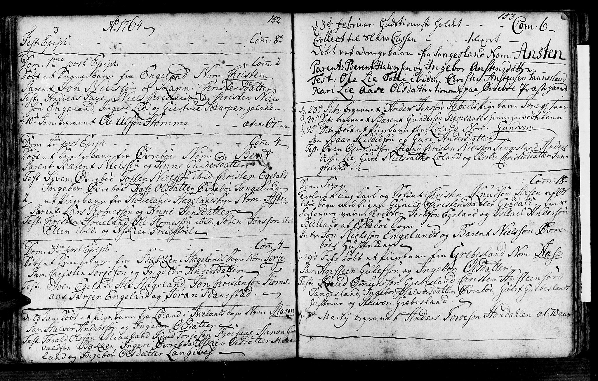 Vennesla sokneprestkontor, SAK/1111-0045/Fa/Fac/L0001: Ministerialbok nr. A 1, 1743-1784, s. 152-153