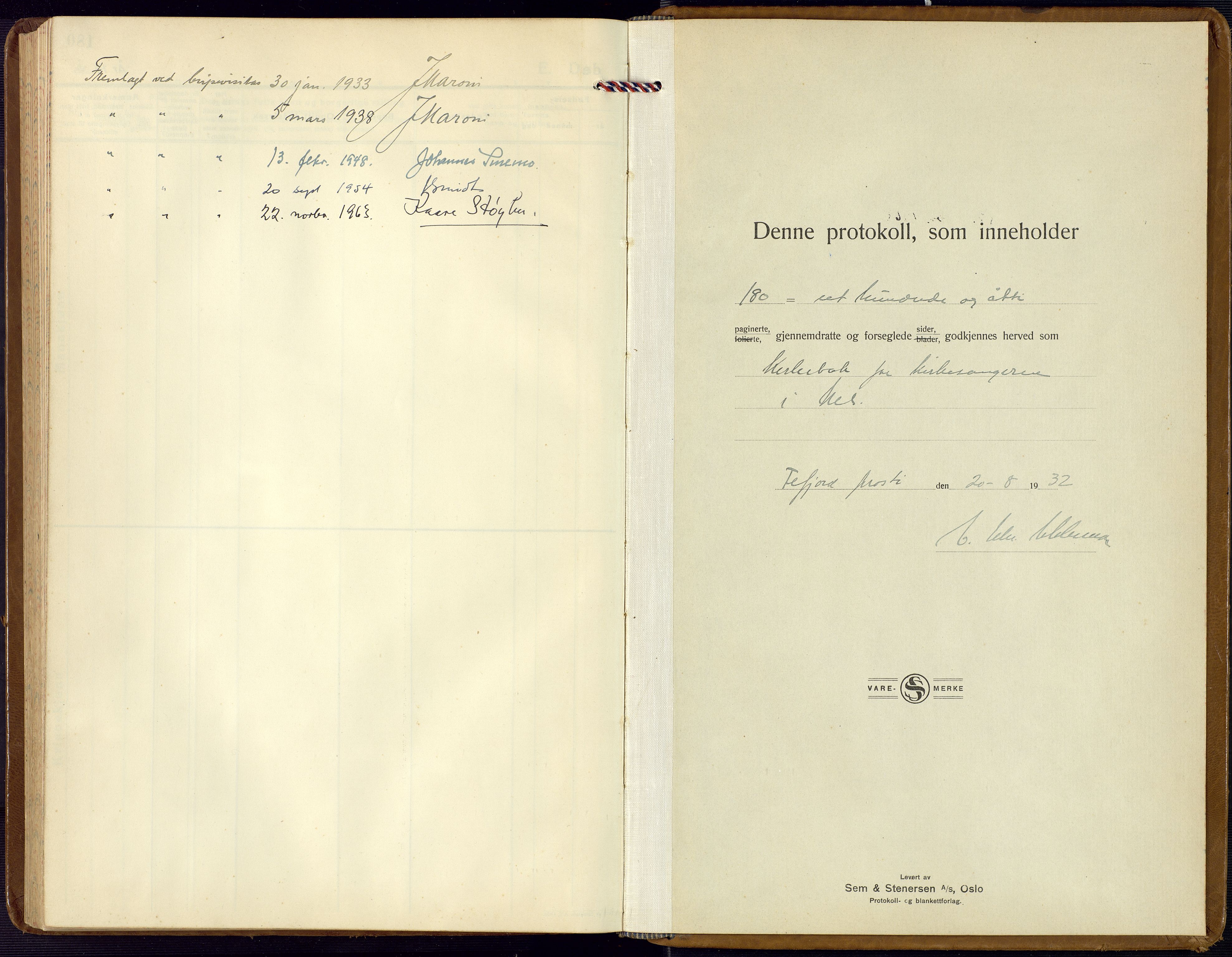 Flekkefjord sokneprestkontor, AV/SAK-1111-0012/F/Fb/Fbc/L0009: Klokkerbok nr. B 9, 1932-1965