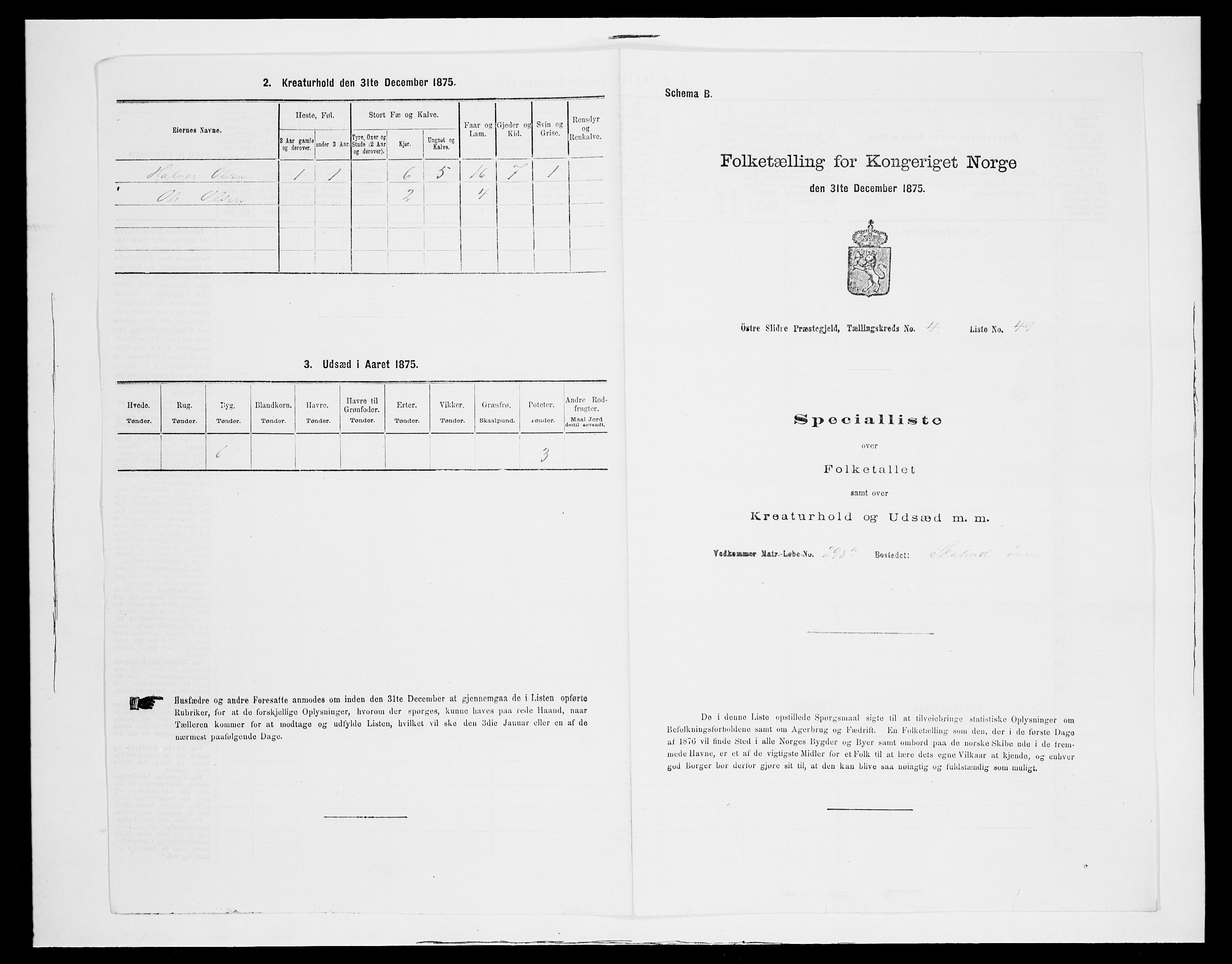 SAH, Folketelling 1875 for 0544P Øystre Slidre prestegjeld, 1875, s. 542