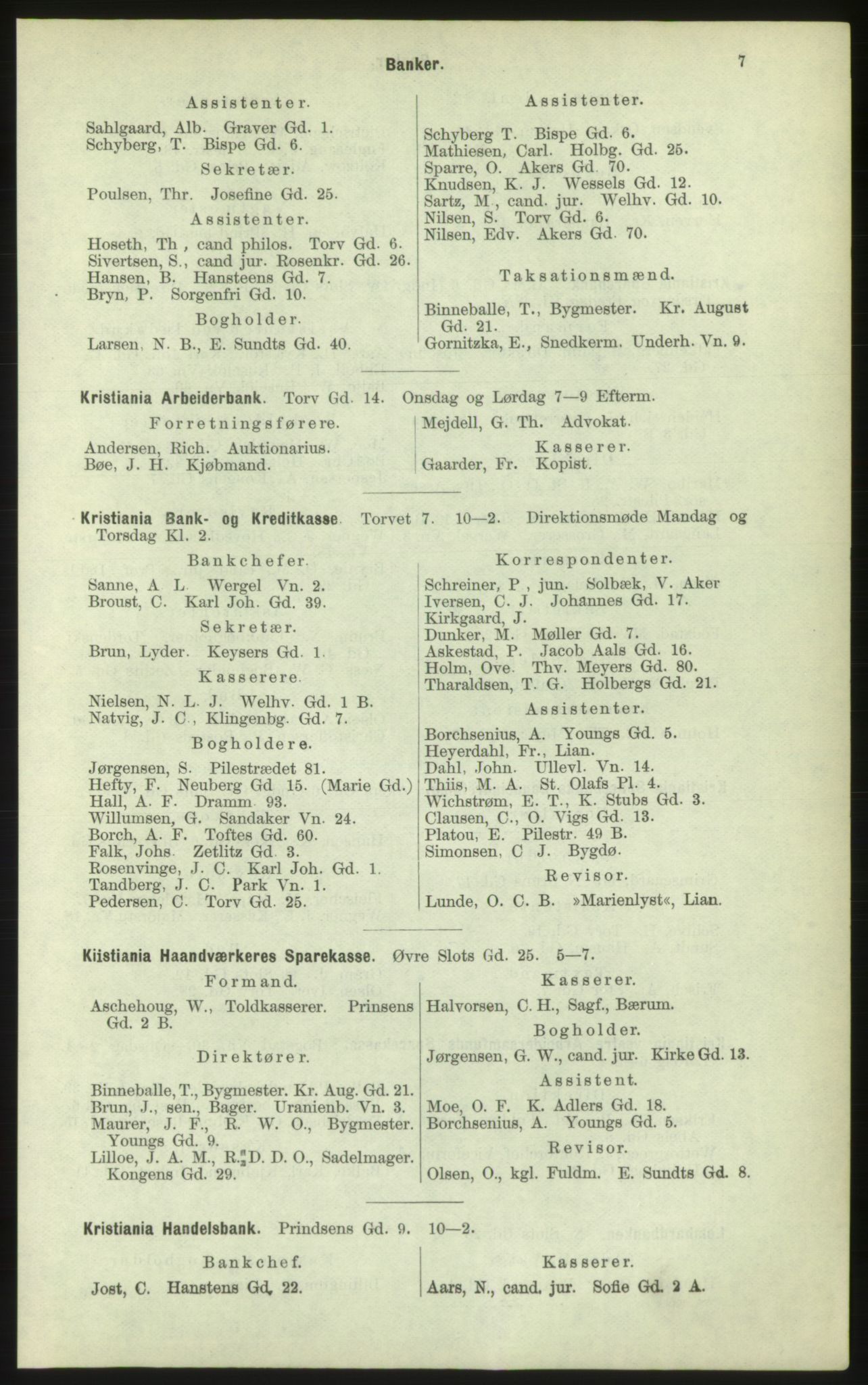 Kristiania/Oslo adressebok, PUBL/-, 1884, s. 7