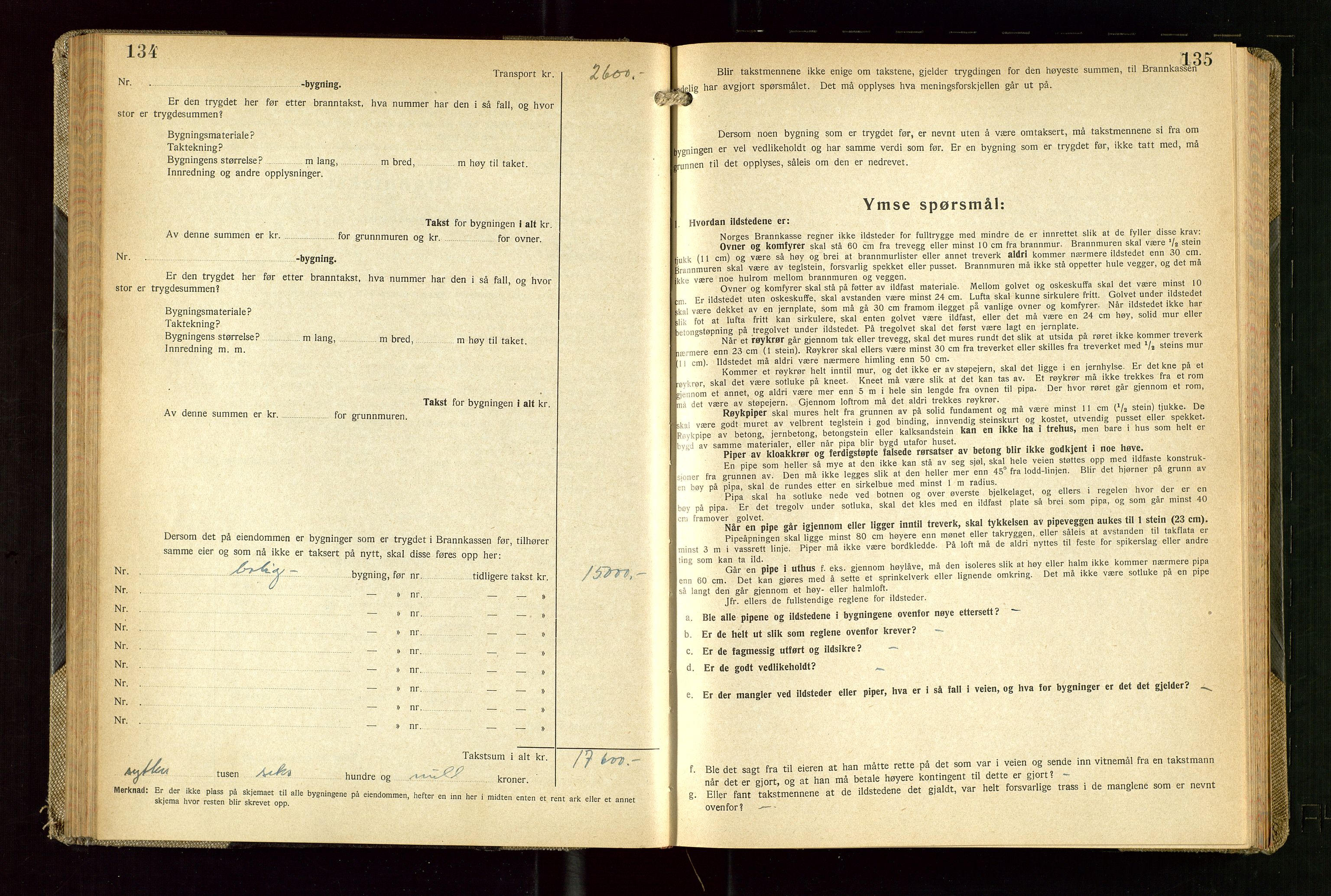 Skudenes lensmannskontor, AV/SAST-A-100444/Gob/L0003: "Brandtakstprotokoll", 1942-1954, s. 134-135