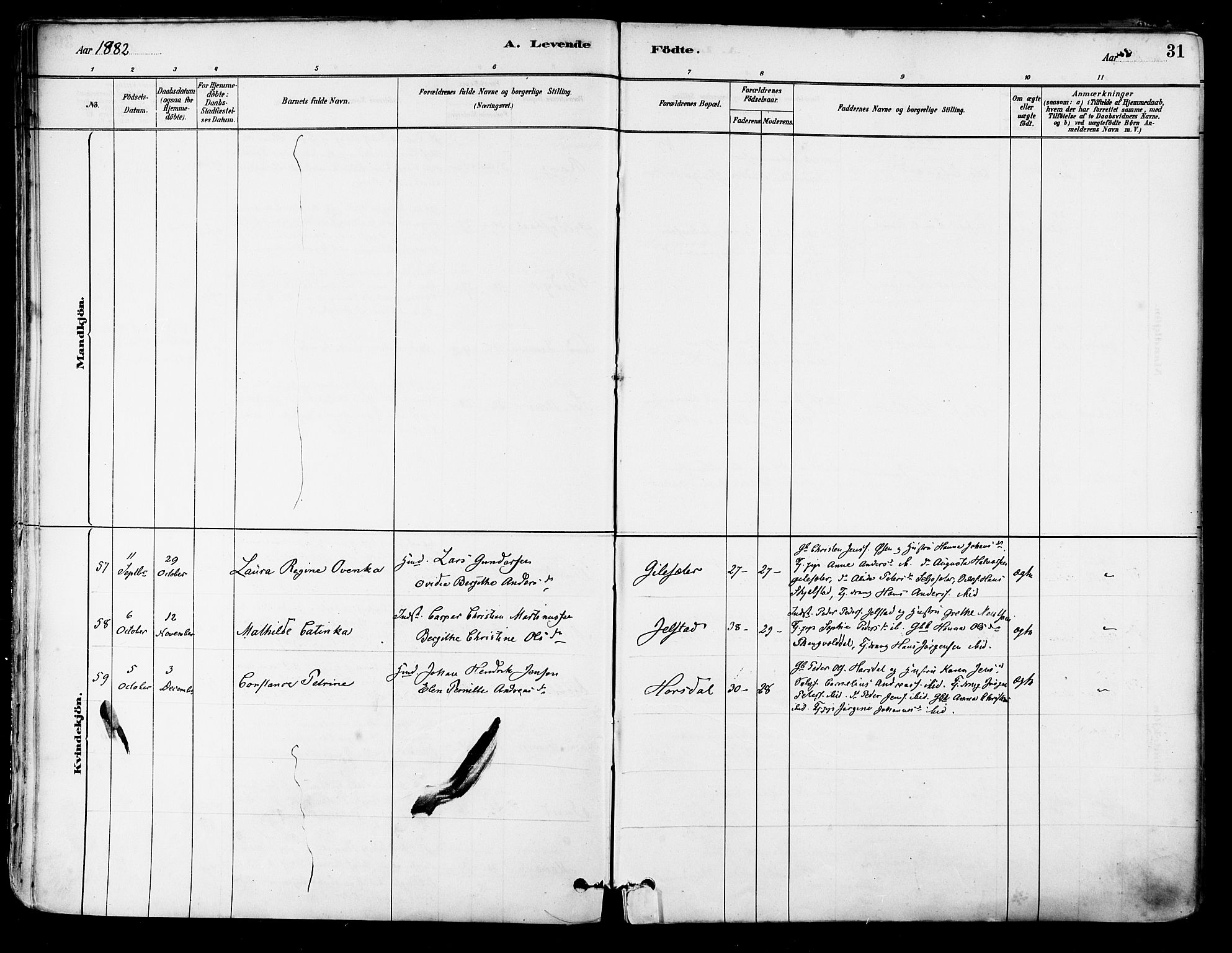 Ministerialprotokoller, klokkerbøker og fødselsregistre - Nordland, AV/SAT-A-1459/805/L0099: Ministerialbok nr. 805A06, 1880-1891, s. 31