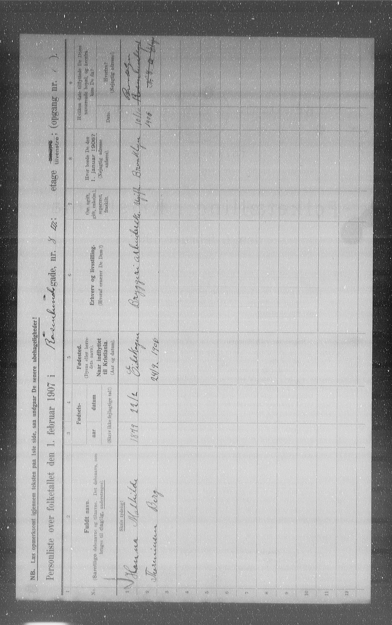 OBA, Kommunal folketelling 1.2.1907 for Kristiania kjøpstad, 1907, s. 42938