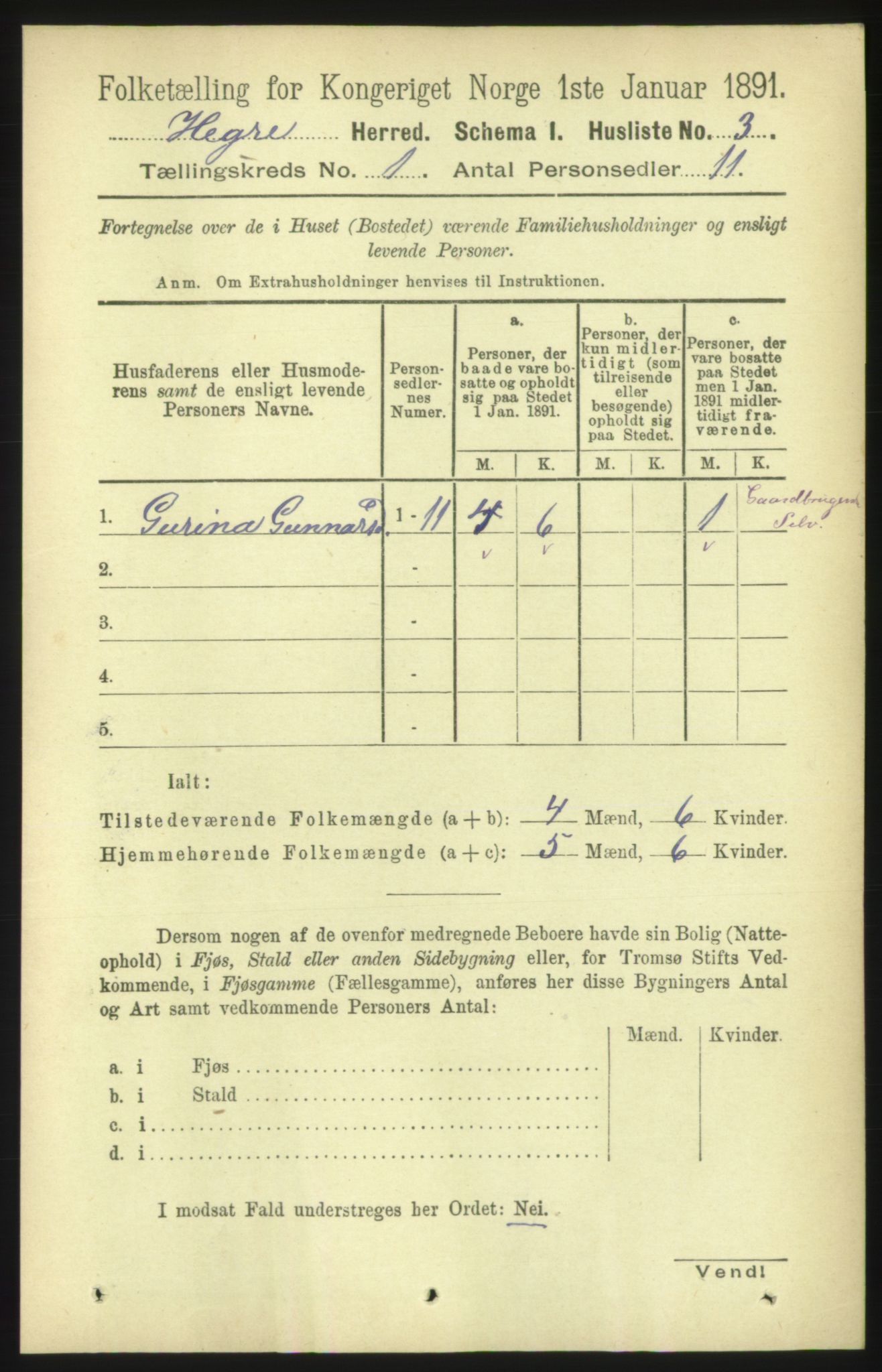 RA, Folketelling 1891 for 1712 Hegra herred, 1891, s. 23