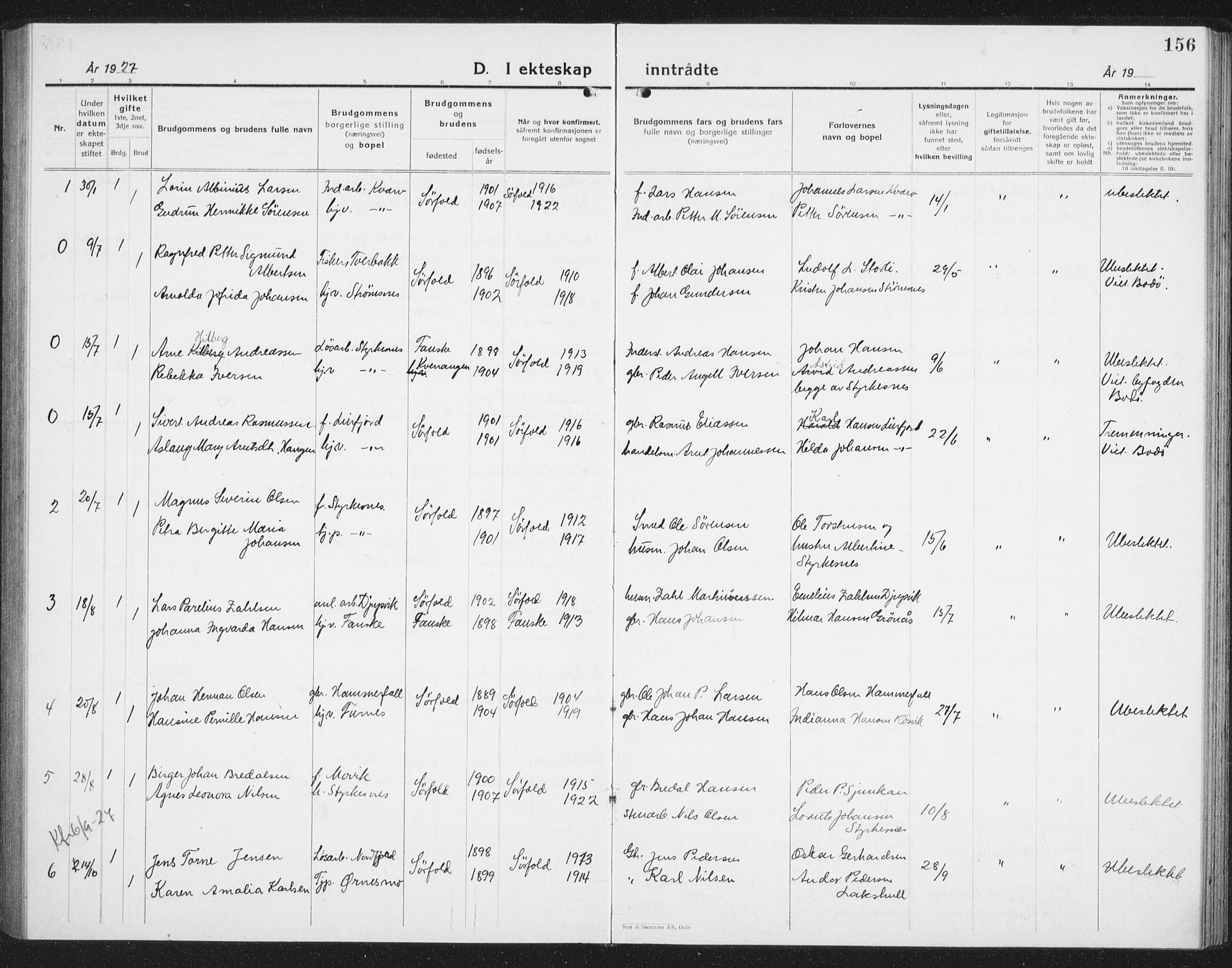 Ministerialprotokoller, klokkerbøker og fødselsregistre - Nordland, AV/SAT-A-1459/854/L0788: Klokkerbok nr. 854C04, 1926-1940, s. 156