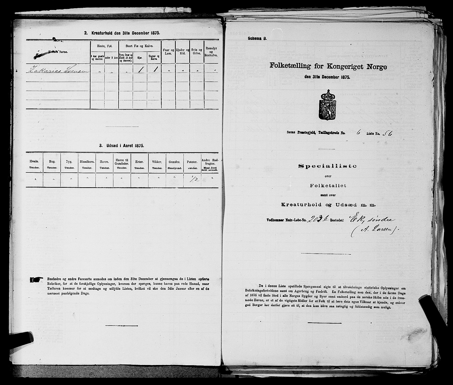 SAKO, Folketelling 1875 for 0721P Sem prestegjeld, 1875, s. 775