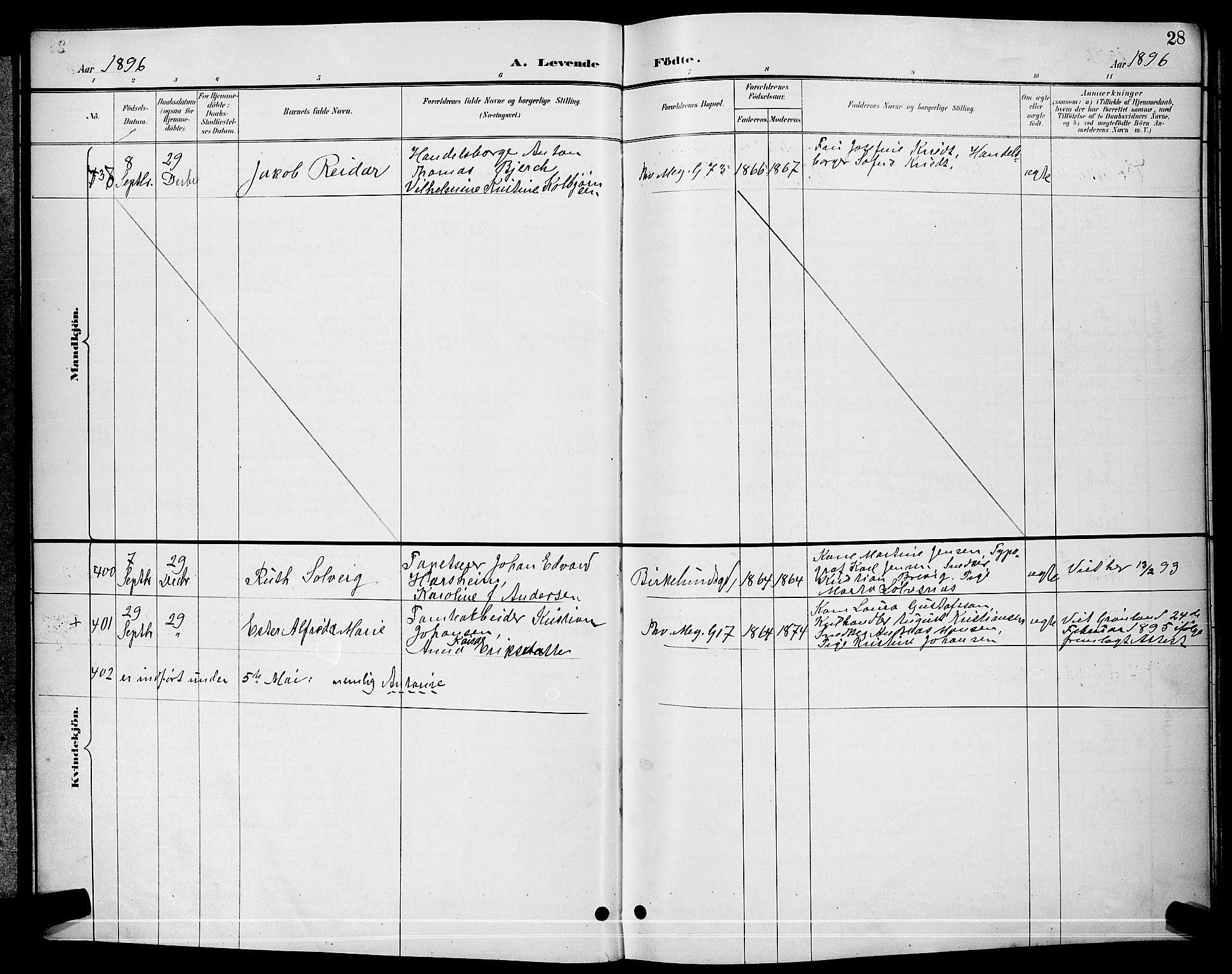 Paulus prestekontor Kirkebøker, AV/SAO-A-10871/G/Ga/L0004: Klokkerbok nr. 4, 1895-1898, s. 28