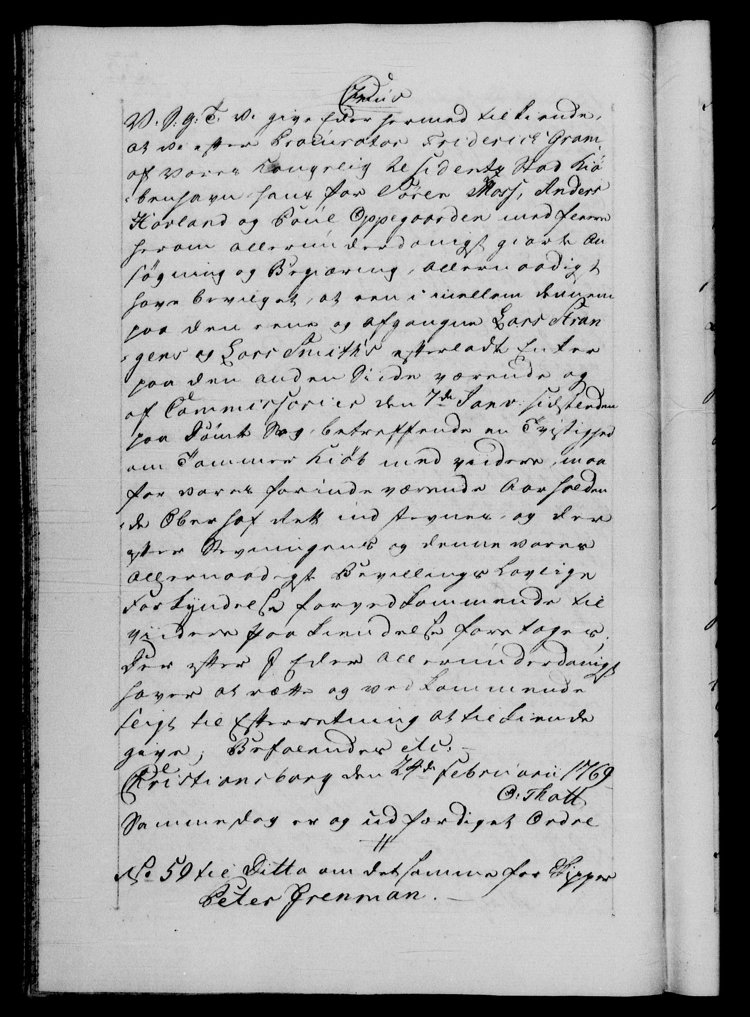 Danske Kanselli 1572-1799, AV/RA-EA-3023/F/Fc/Fca/Fcab/L0039: Norske tegnelser, 1769-1771, s. 33b