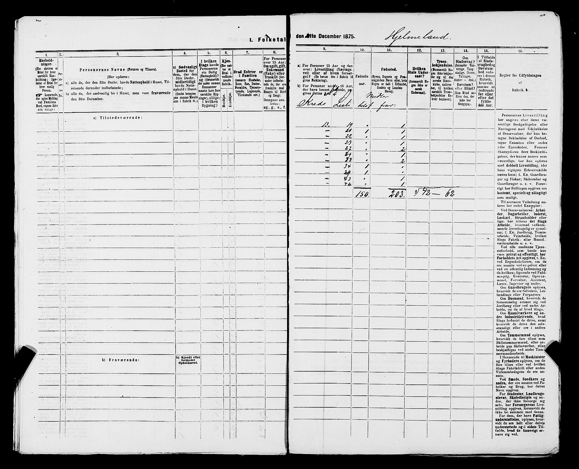 SAST, Folketelling 1875 for 1133P Hjelmeland prestegjeld, 1875, s. 10