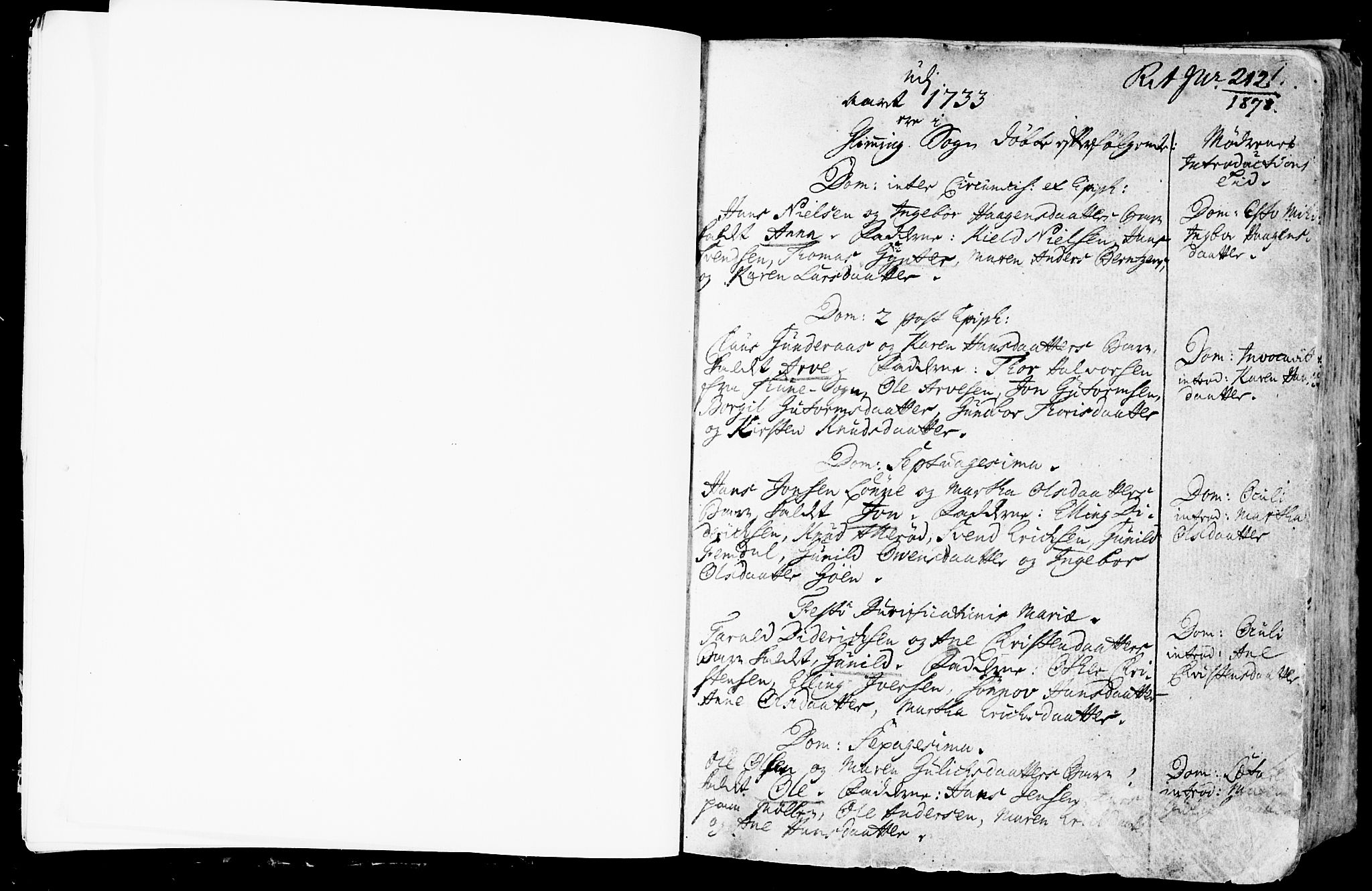 Glemmen prestekontor Kirkebøker, SAO/A-10908/F/Fa/L0001: Ministerialbok nr. 1, 1733-1759, s. 1