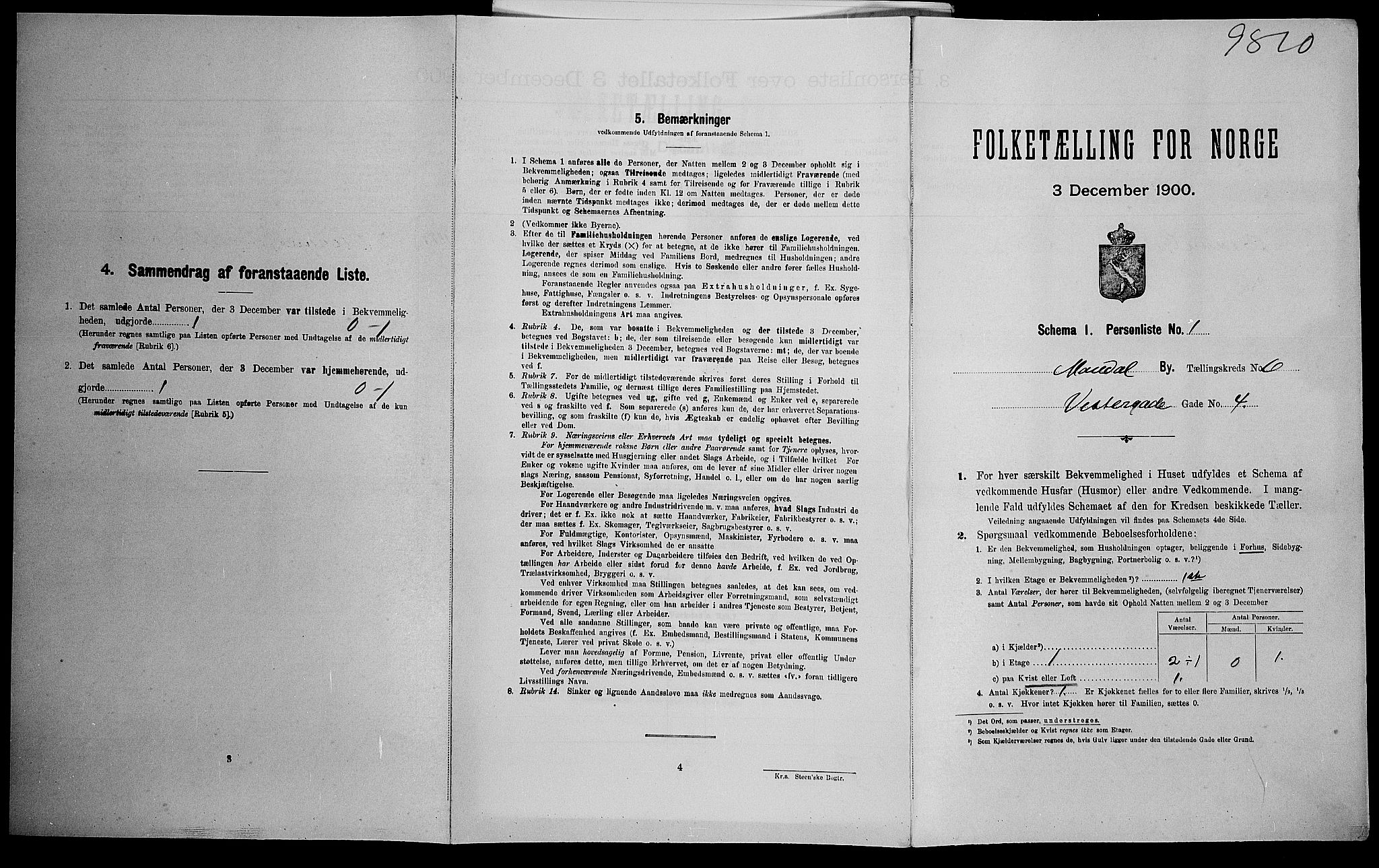 SAK, Folketelling 1900 for 1002 Mandal ladested, 1900, s. 831