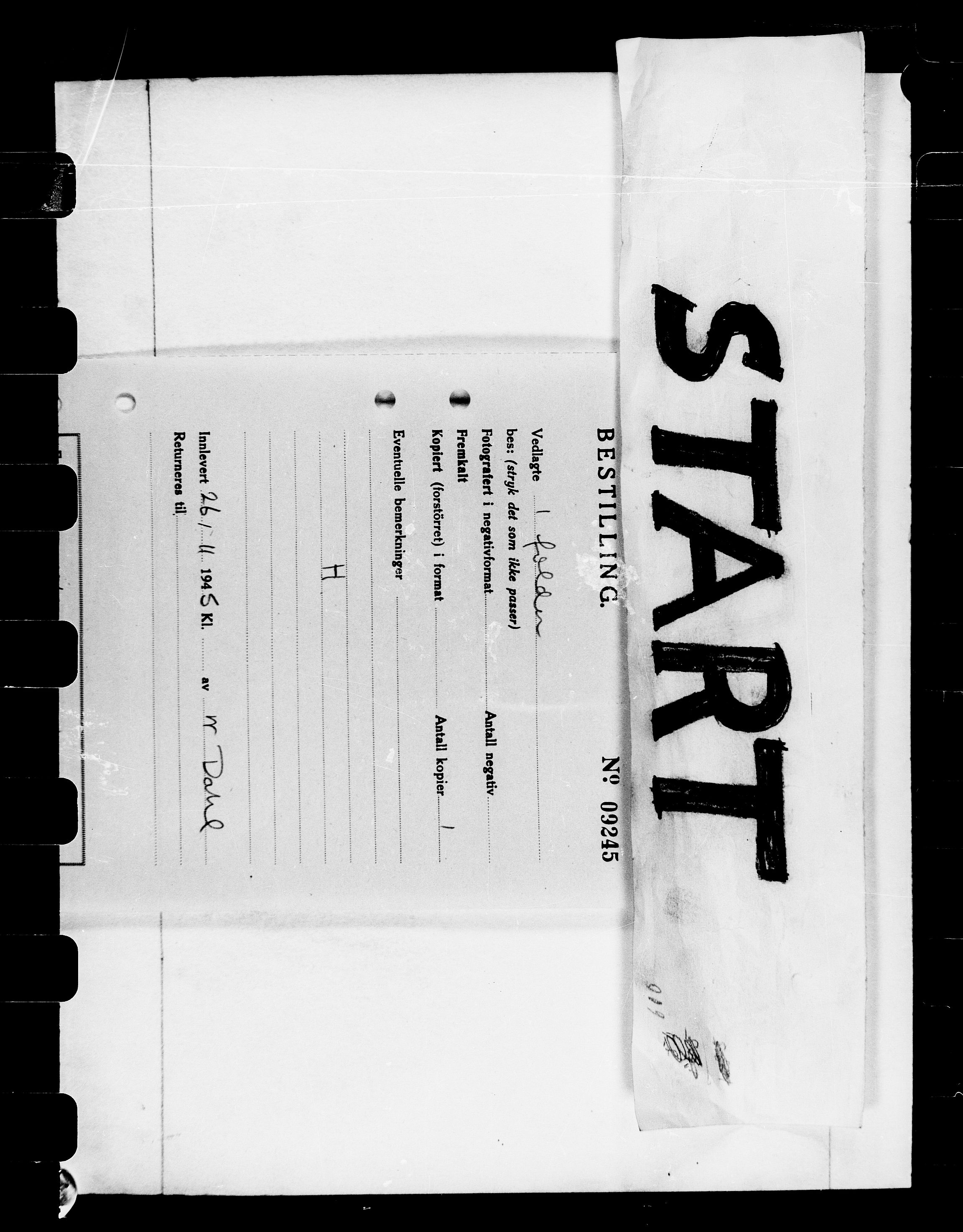 Documents Section, RA/RAFA-2200/V/L0072: Film med FO IIs bestillingsnummer., 1940-1945, s. 310