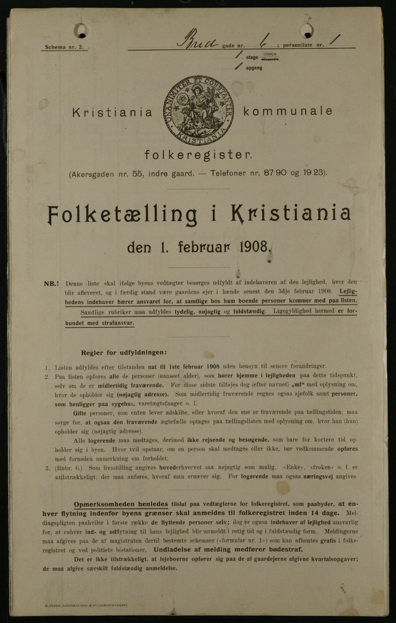 OBA, Kommunal folketelling 1.2.1908 for Kristiania kjøpstad, 1908, s. 7931