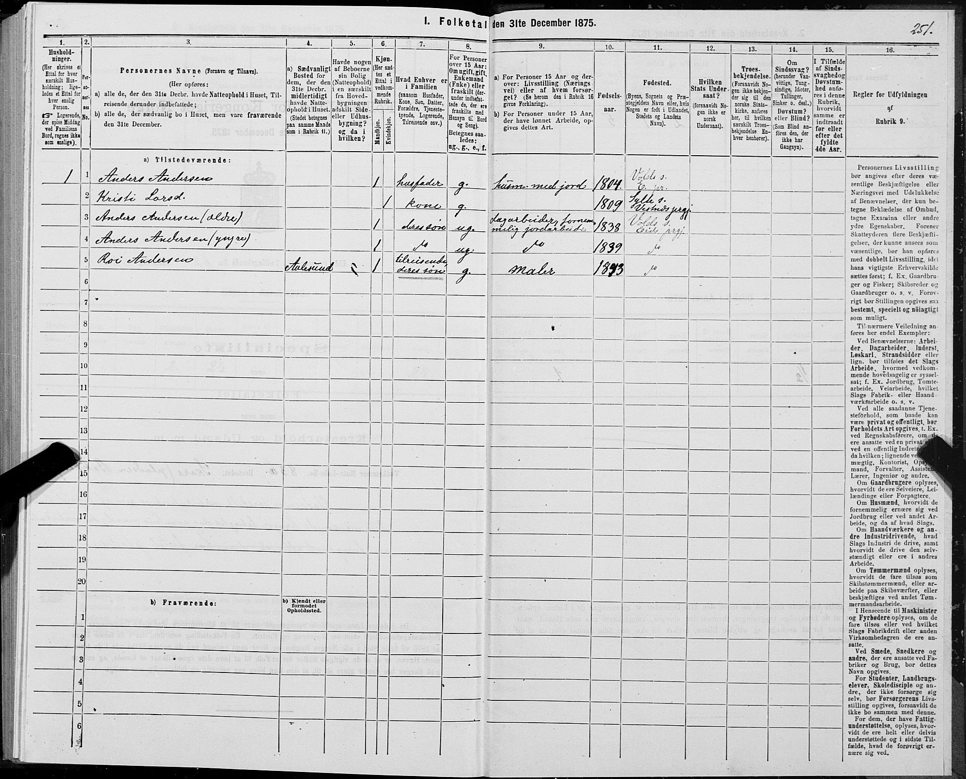 SAT, Folketelling 1875 for 1538P Eid prestegjeld, 1875, s. 1251