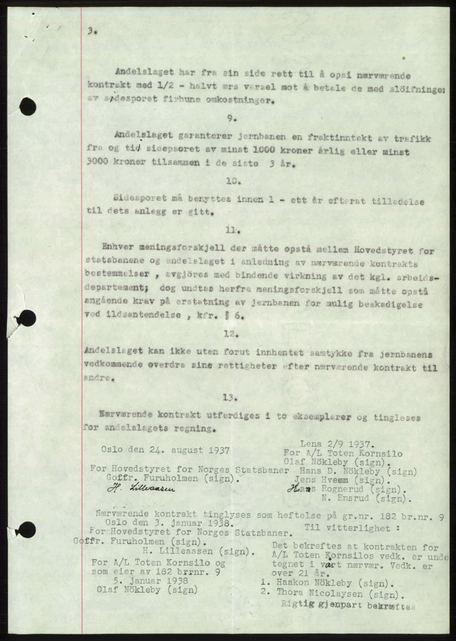 Toten tingrett, SAH/TING-006/H/Hb/Hbc/L0003: Pantebok nr. Hbc-03, 1937-1938, Dagboknr: 463/1938