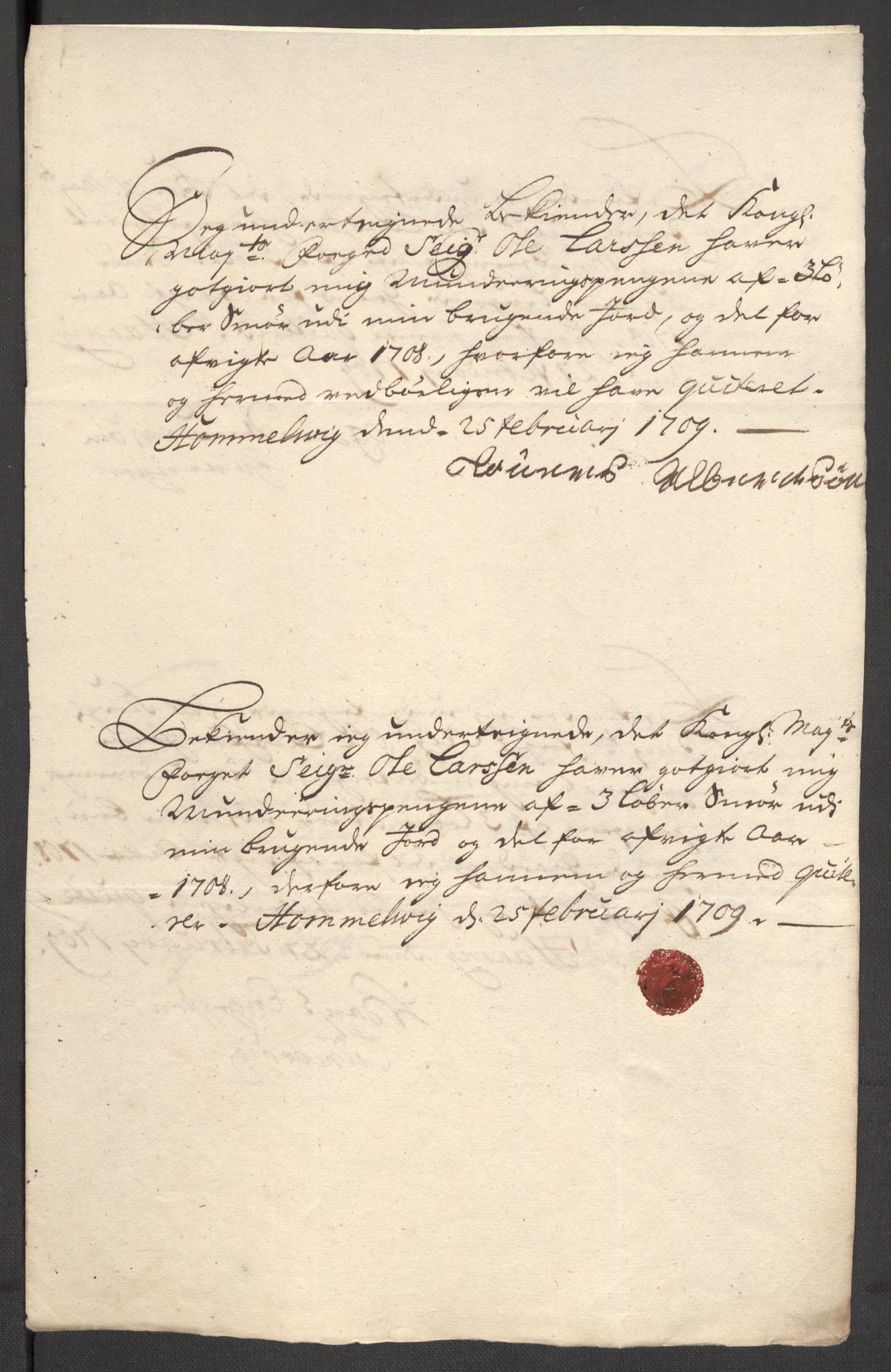 Rentekammeret inntil 1814, Reviderte regnskaper, Fogderegnskap, RA/EA-4092/R48/L2985: Fogderegnskap Sunnhordland og Hardanger, 1708, s. 284