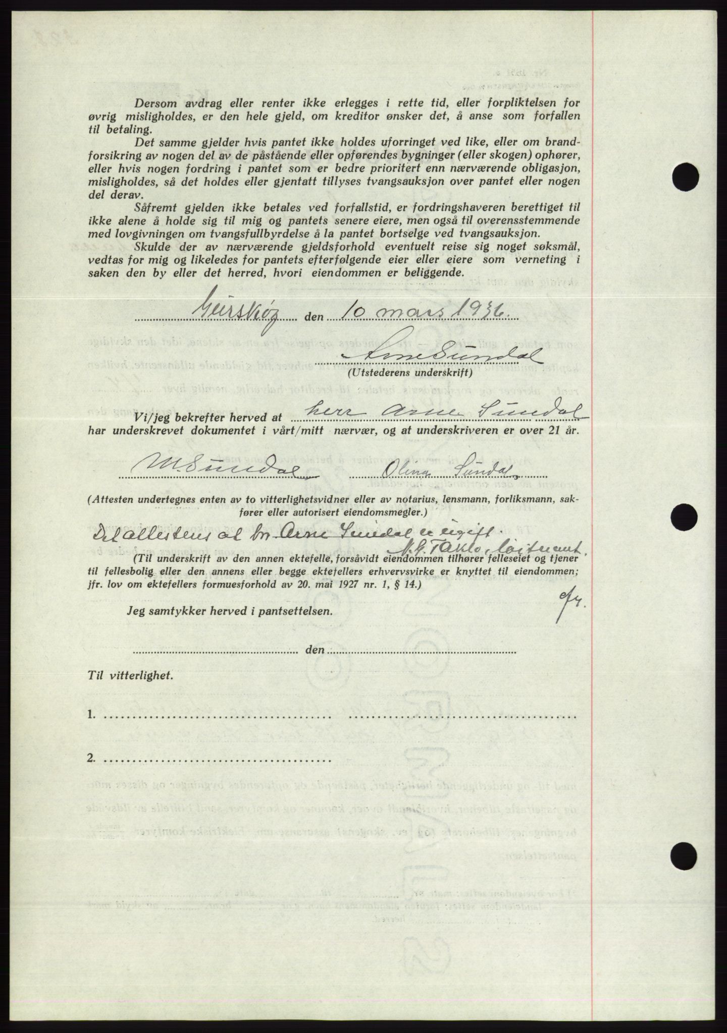 Søre Sunnmøre sorenskriveri, AV/SAT-A-4122/1/2/2C/L0060: Pantebok nr. 54, 1935-1936, Tingl.dato: 11.03.1936