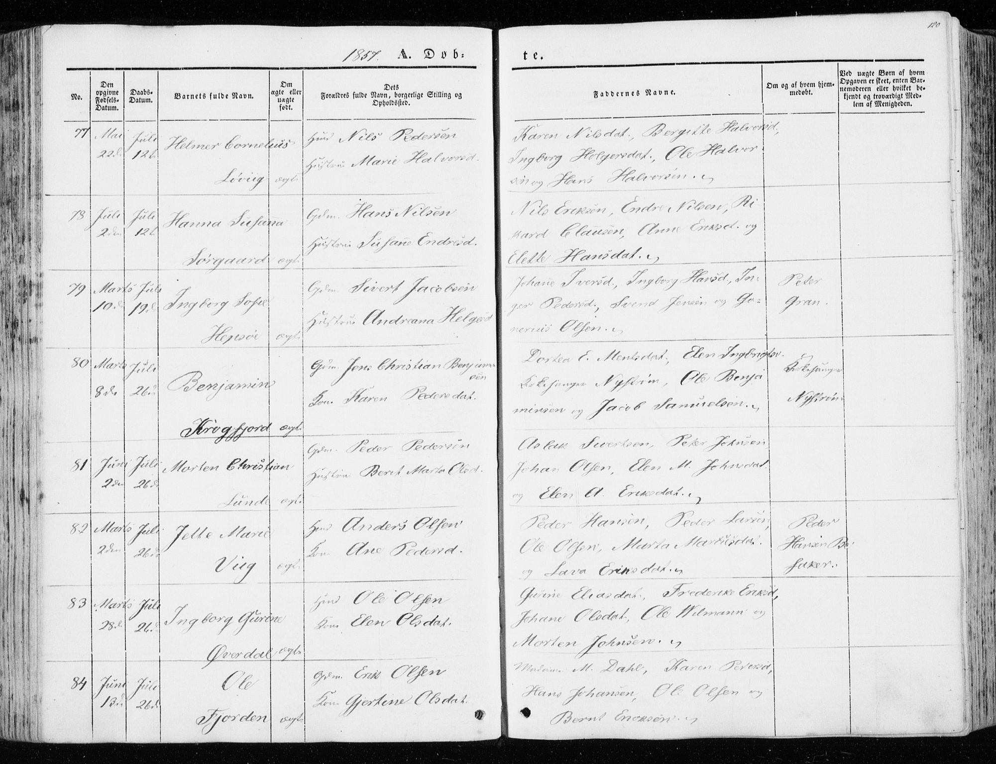 Ministerialprotokoller, klokkerbøker og fødselsregistre - Sør-Trøndelag, SAT/A-1456/657/L0704: Ministerialbok nr. 657A05, 1846-1857, s. 120