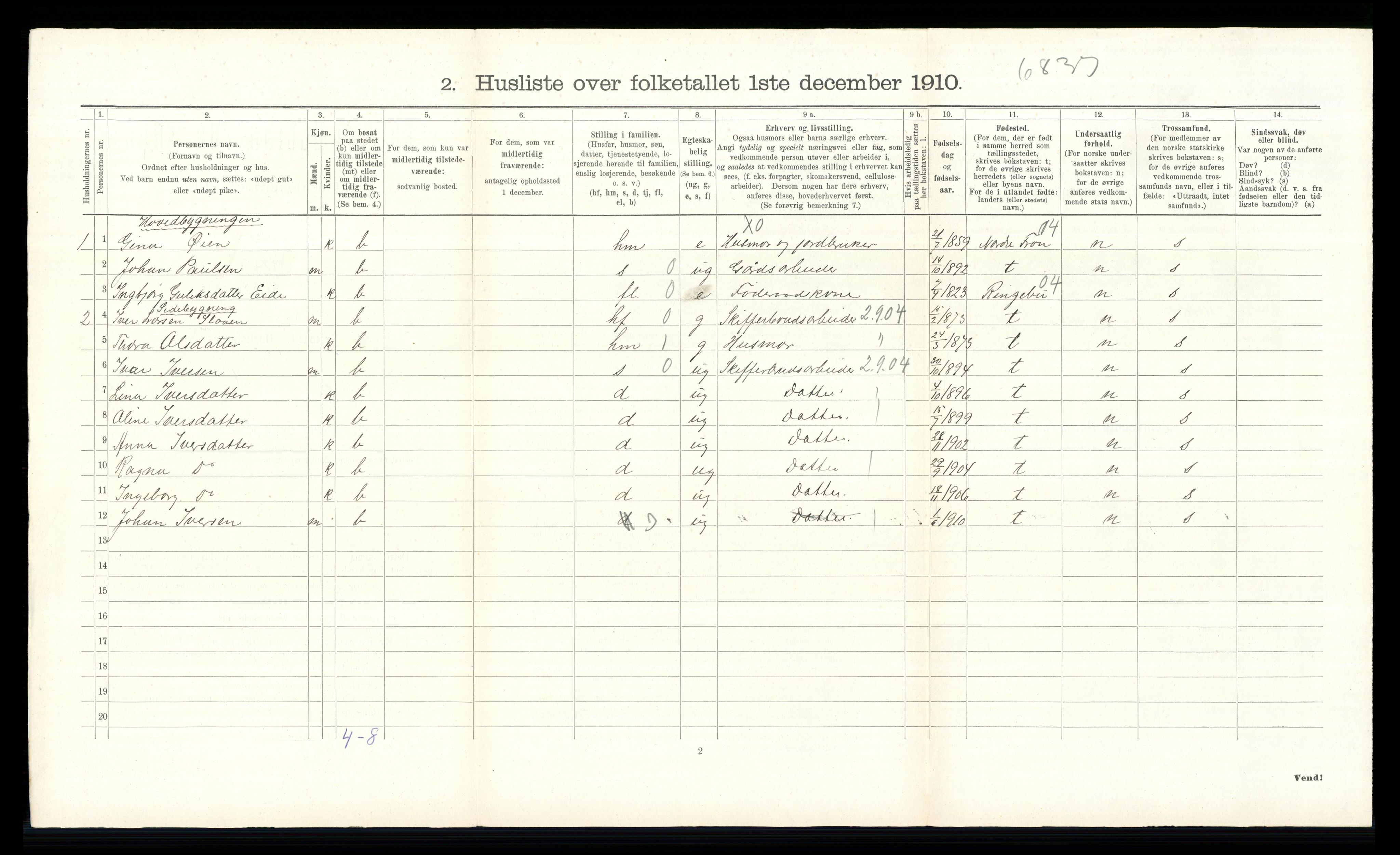 RA, Folketelling 1910 for 0517 Sel herred, 1910, s. 117