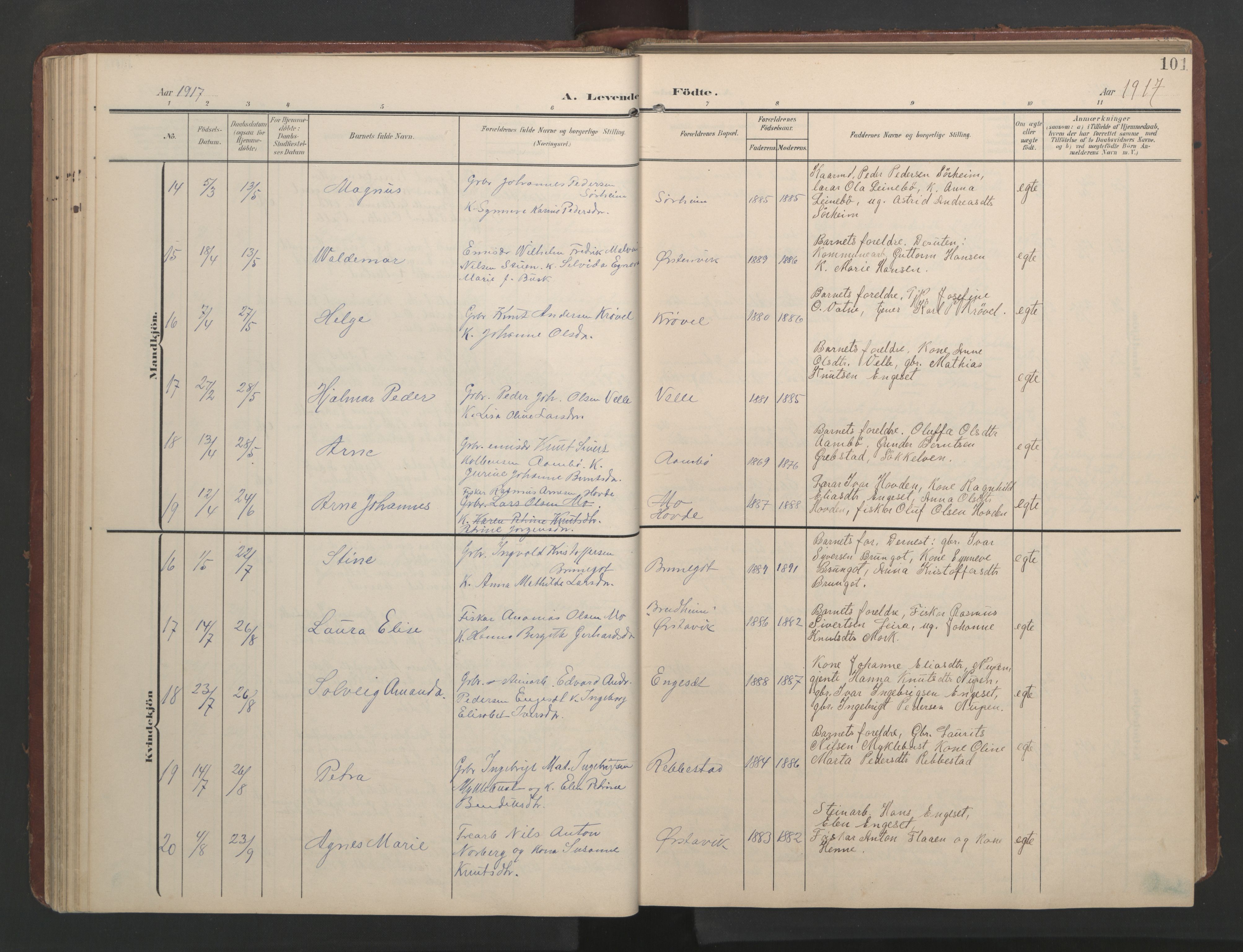 Ministerialprotokoller, klokkerbøker og fødselsregistre - Møre og Romsdal, AV/SAT-A-1454/513/L0190: Klokkerbok nr. 513C04, 1904-1926, s. 101