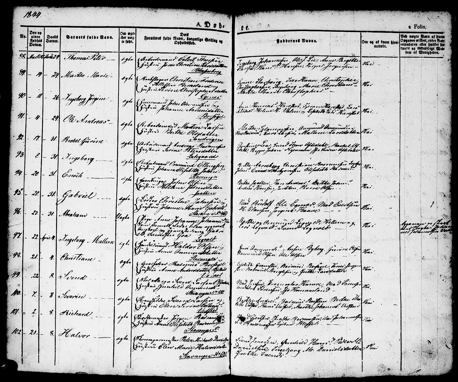 Domkirken sokneprestkontor, AV/SAST-A-101812/001/30/30BA/L0011: Ministerialbok nr. A 11, 1832-1856
