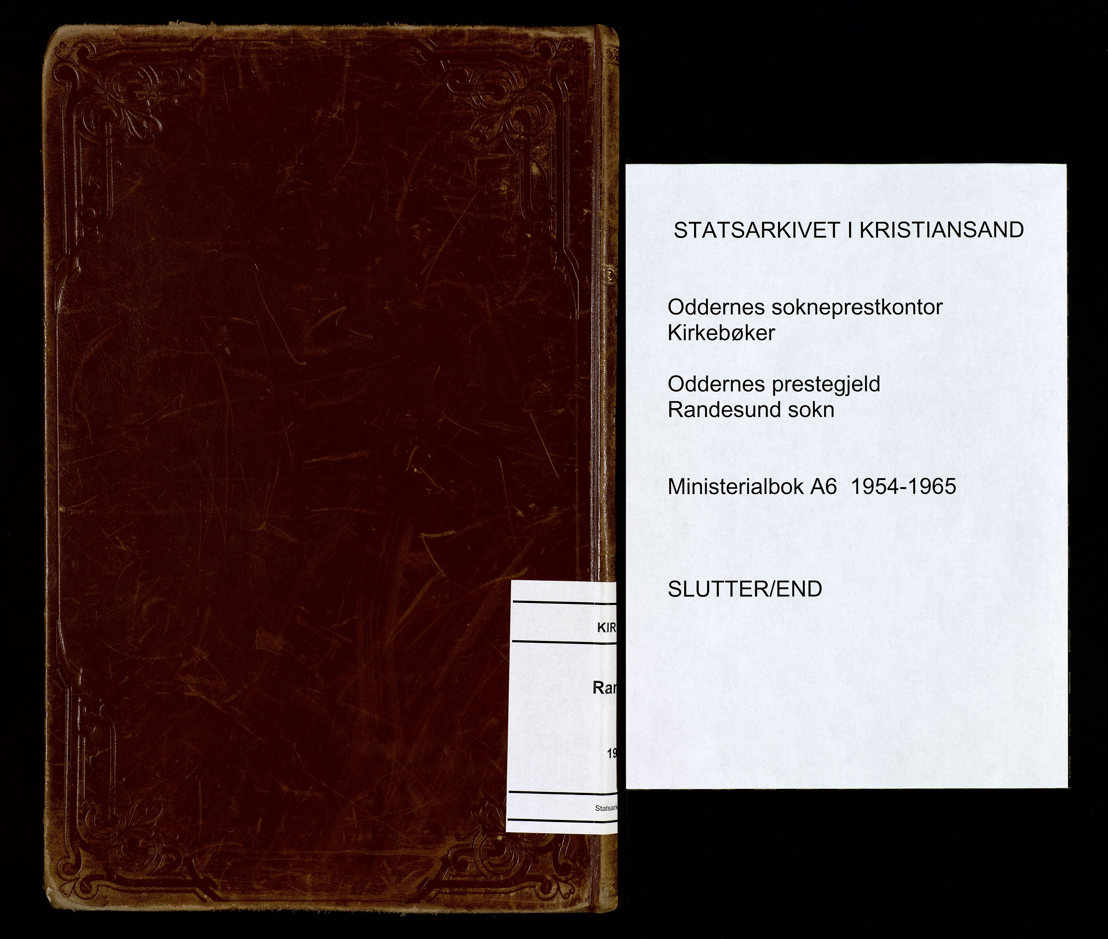 Oddernes sokneprestkontor, SAK/1111-0033/F/Fa/Fab/L0006: Ministerialbok nr. A 6, 1954-1965