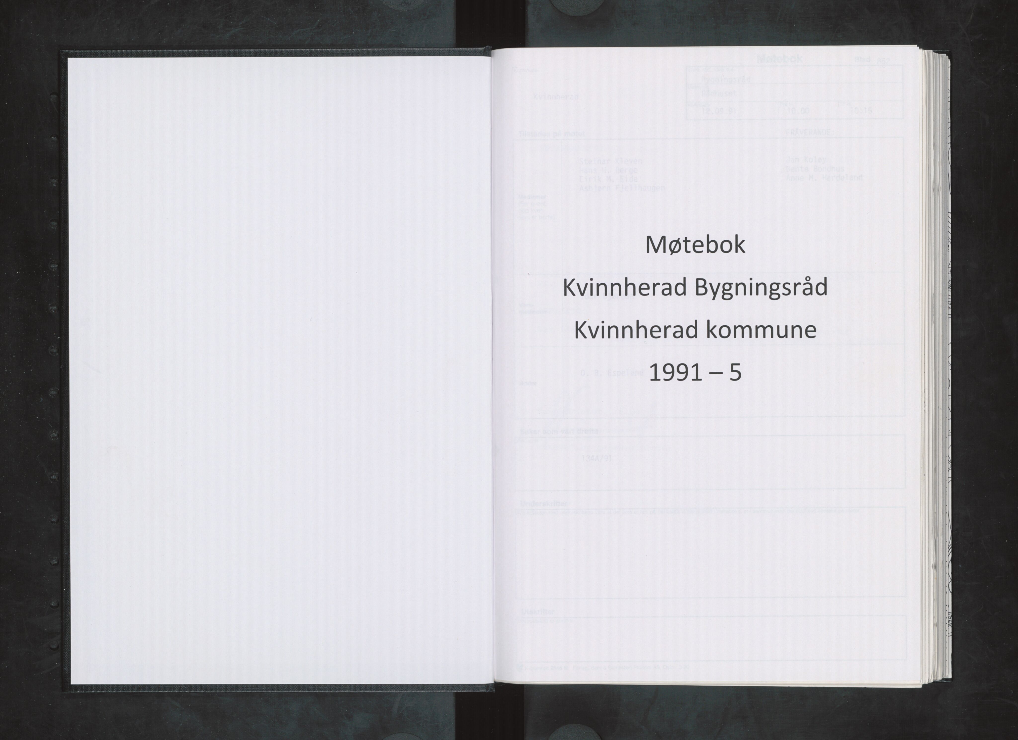 Kvinnherad kommune. Bygningsrådet , IKAH/1224-511/A/Aa/L0075: Møtebok for Kvinnherad bygningsråd, 1991